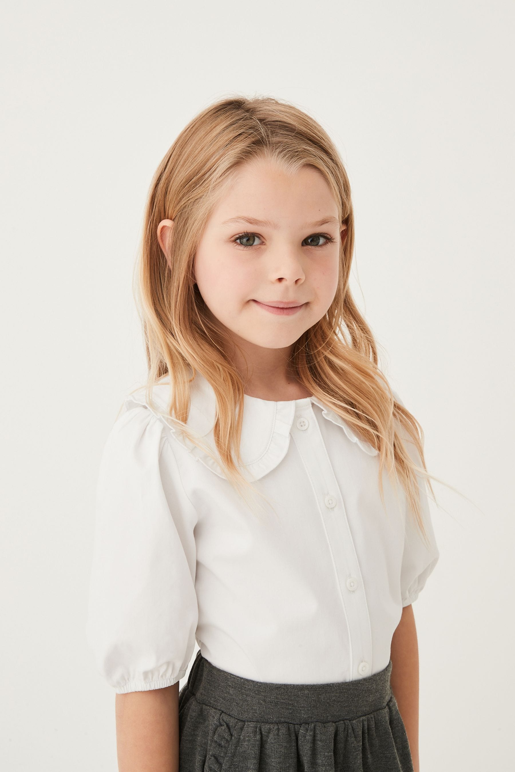 White Premium Cotton Rich Frill Collar School Blouse (3-14yrs)