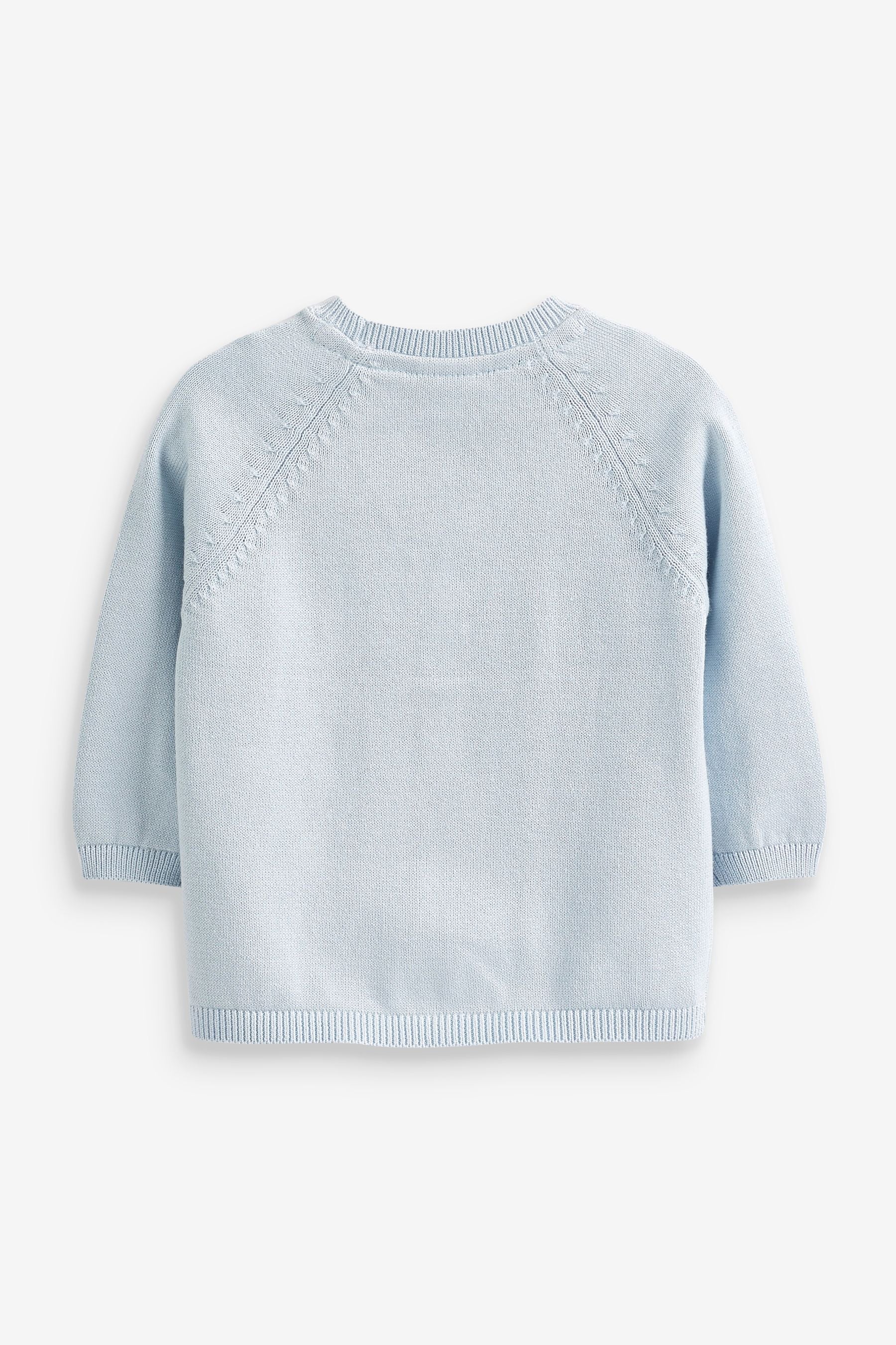 Pale Blue Baby Knitted 100% Cotton Cardigan (0mths-3yrs)