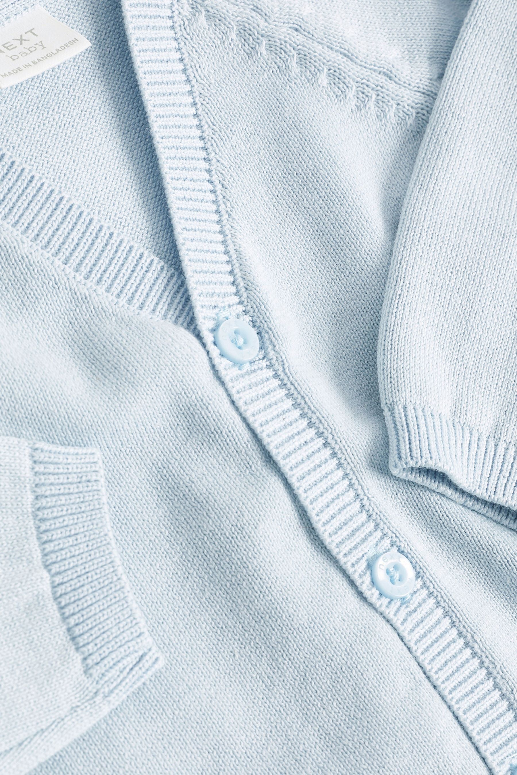 Pale Blue Baby Knitted 100% Cotton Cardigan (0mths-3yrs)