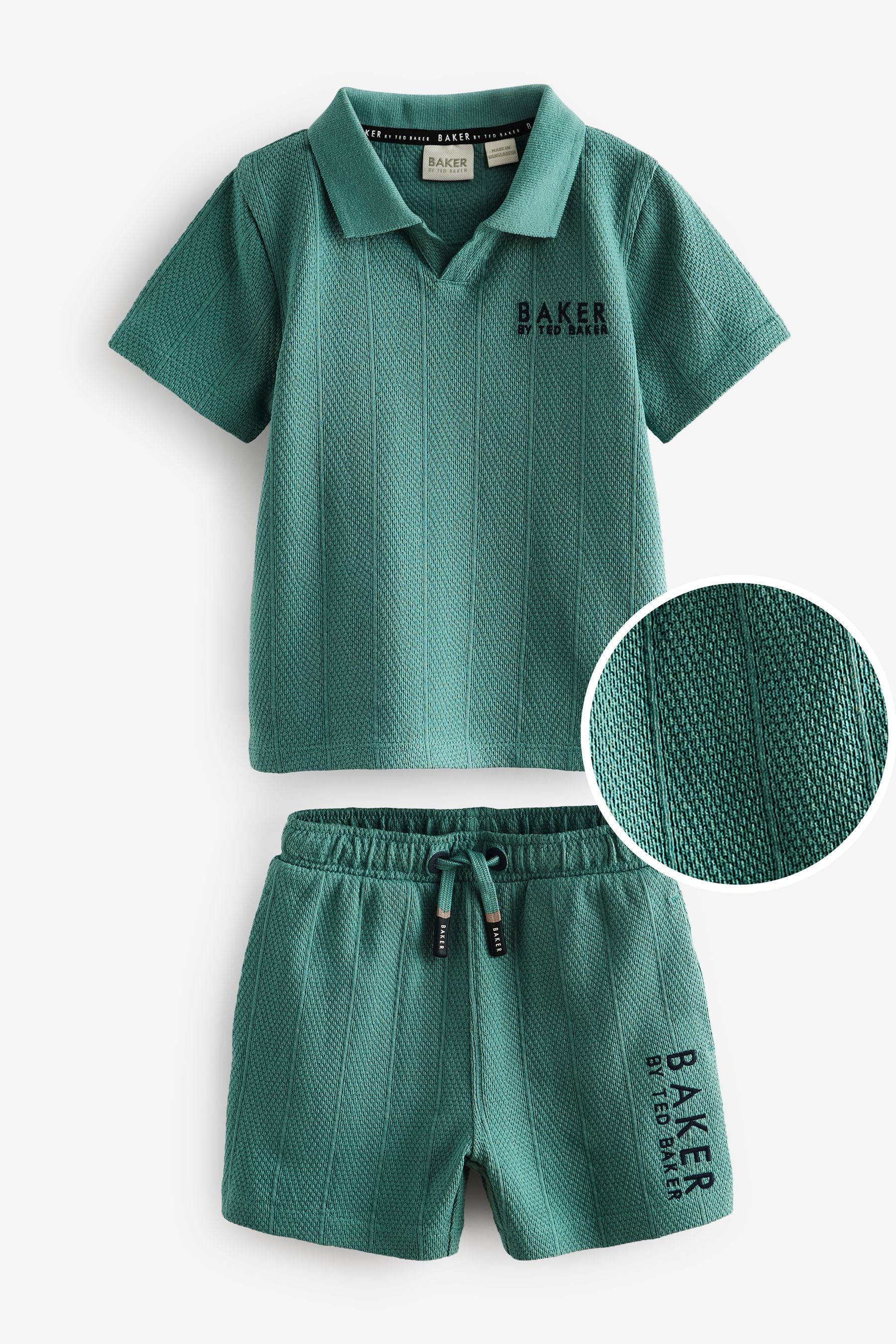 Green Baker by Ted Baker Green Textured Polo Shirt and Short Set