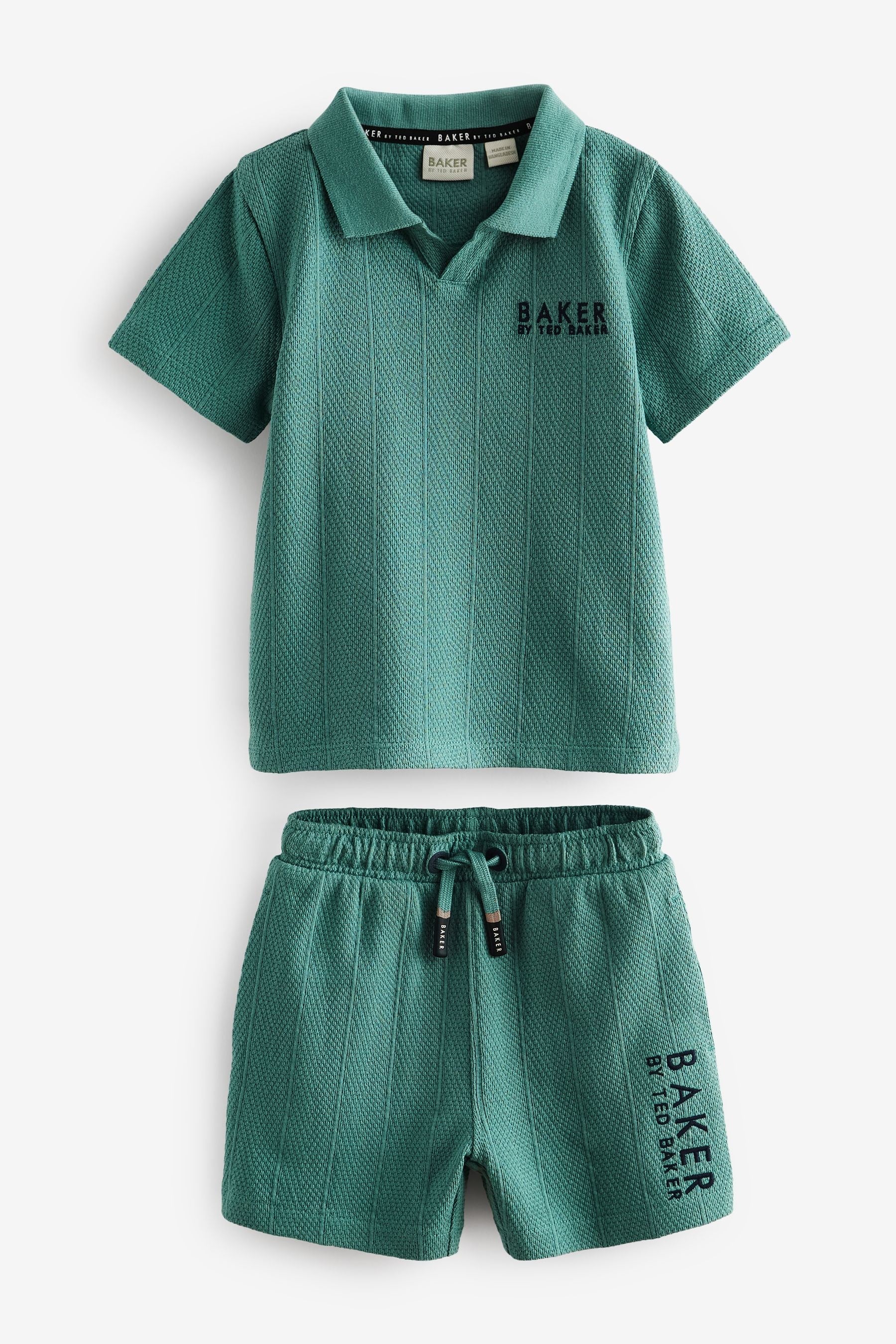 Green Baker by Ted Baker Green Textured Polo Shirt and Short Set