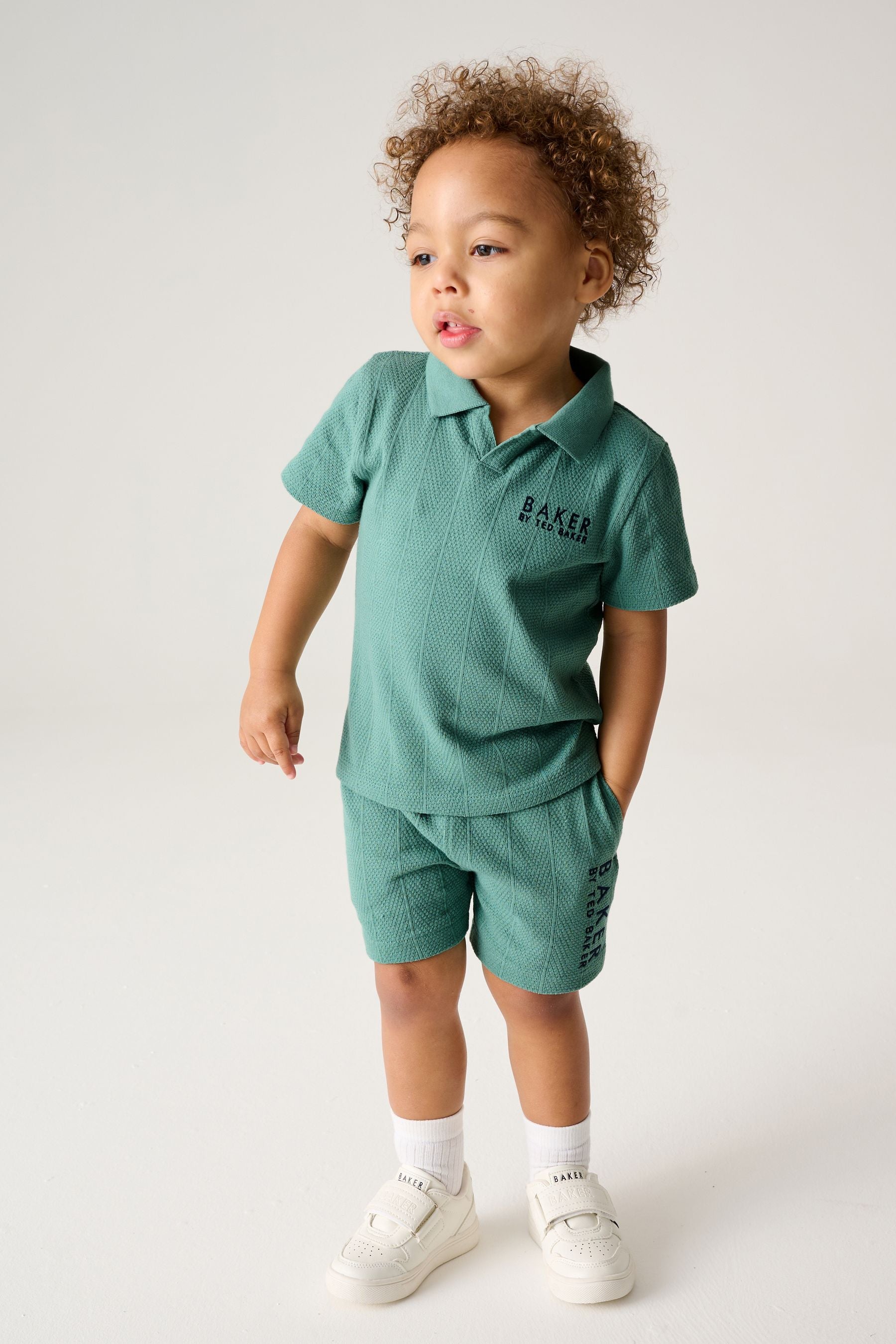 Baker by Ted Baker Green Textured Polo Shirt and Short Set