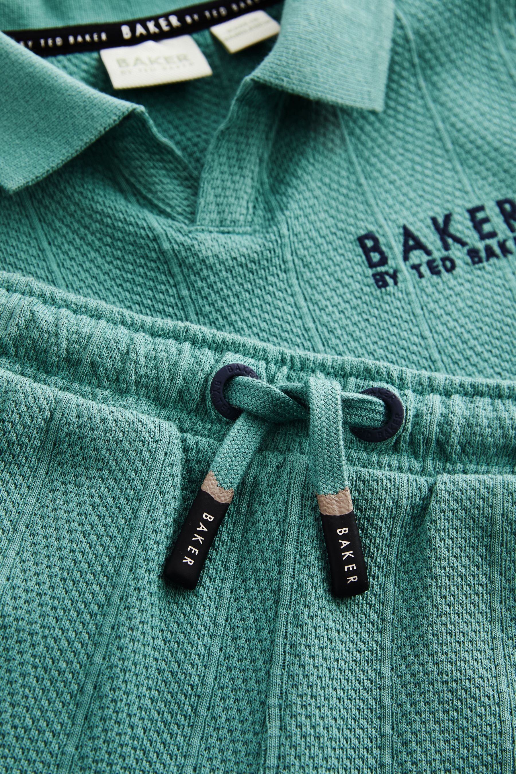 Green Baker by Ted Baker Green Textured Polo Shirt and Short Set