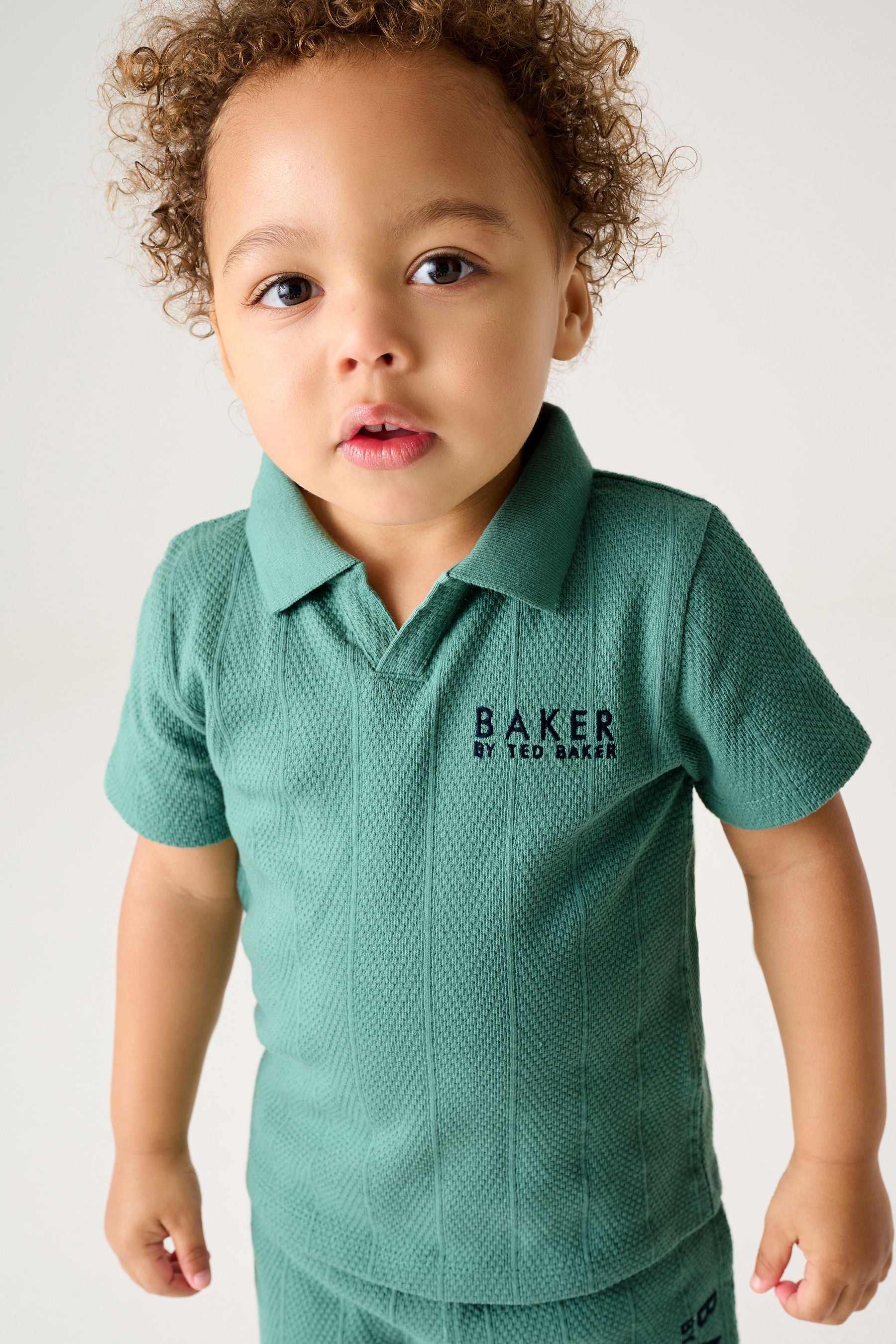 Baker by Ted Baker Green Textured Polo Shirt and Short Set