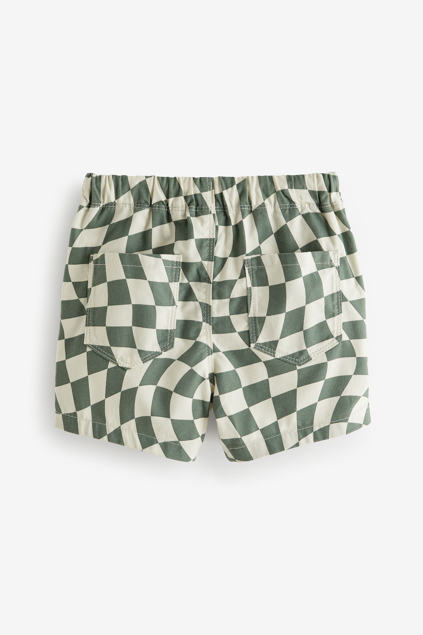 Green/Ecru Checkerboard Pull-On Shorts (3mths-7yrs)