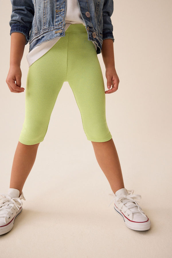 Green Ribbed Cropped Leggings (3-16yrs)