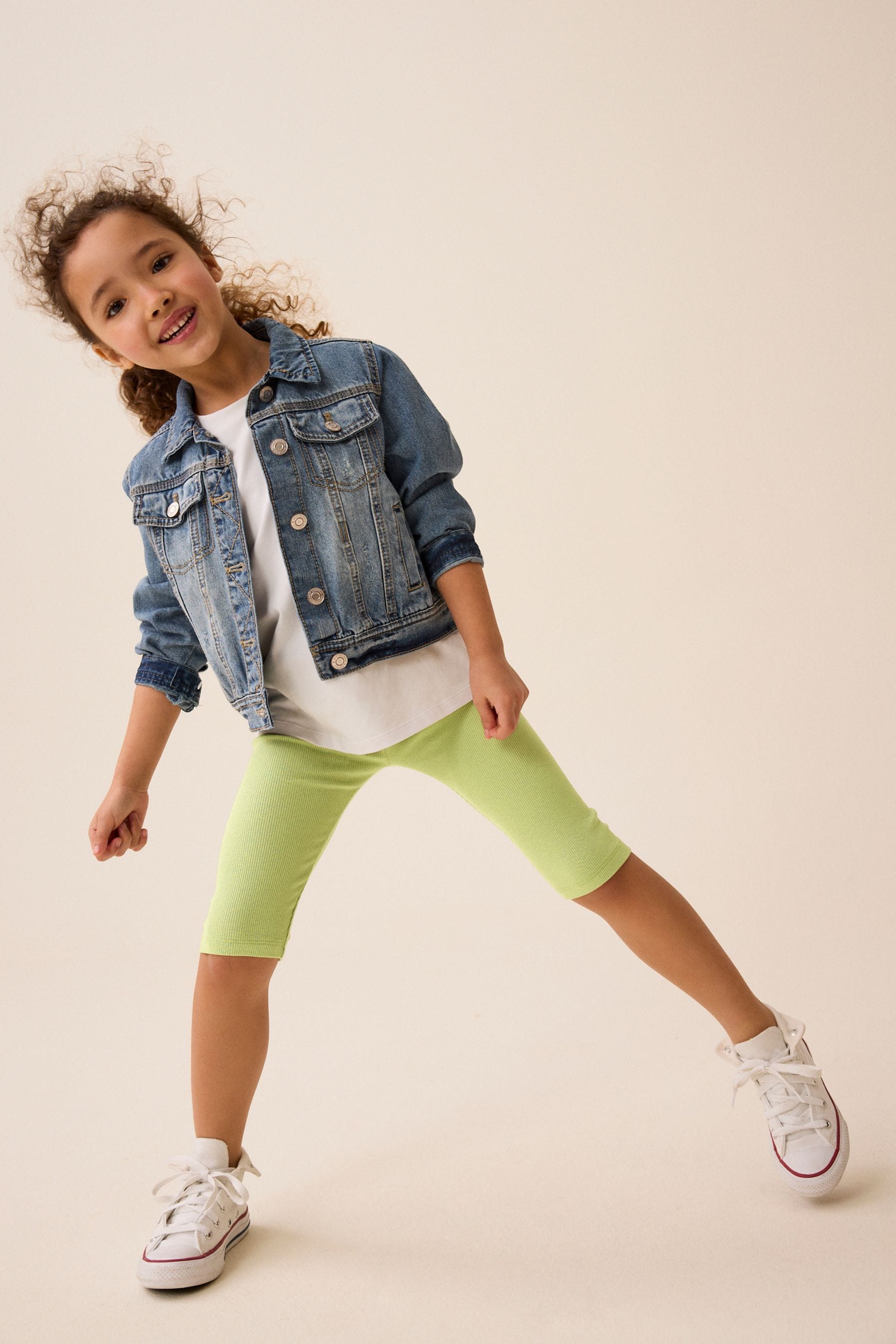 Green Ribbed Cropped Leggings (3-16yrs)