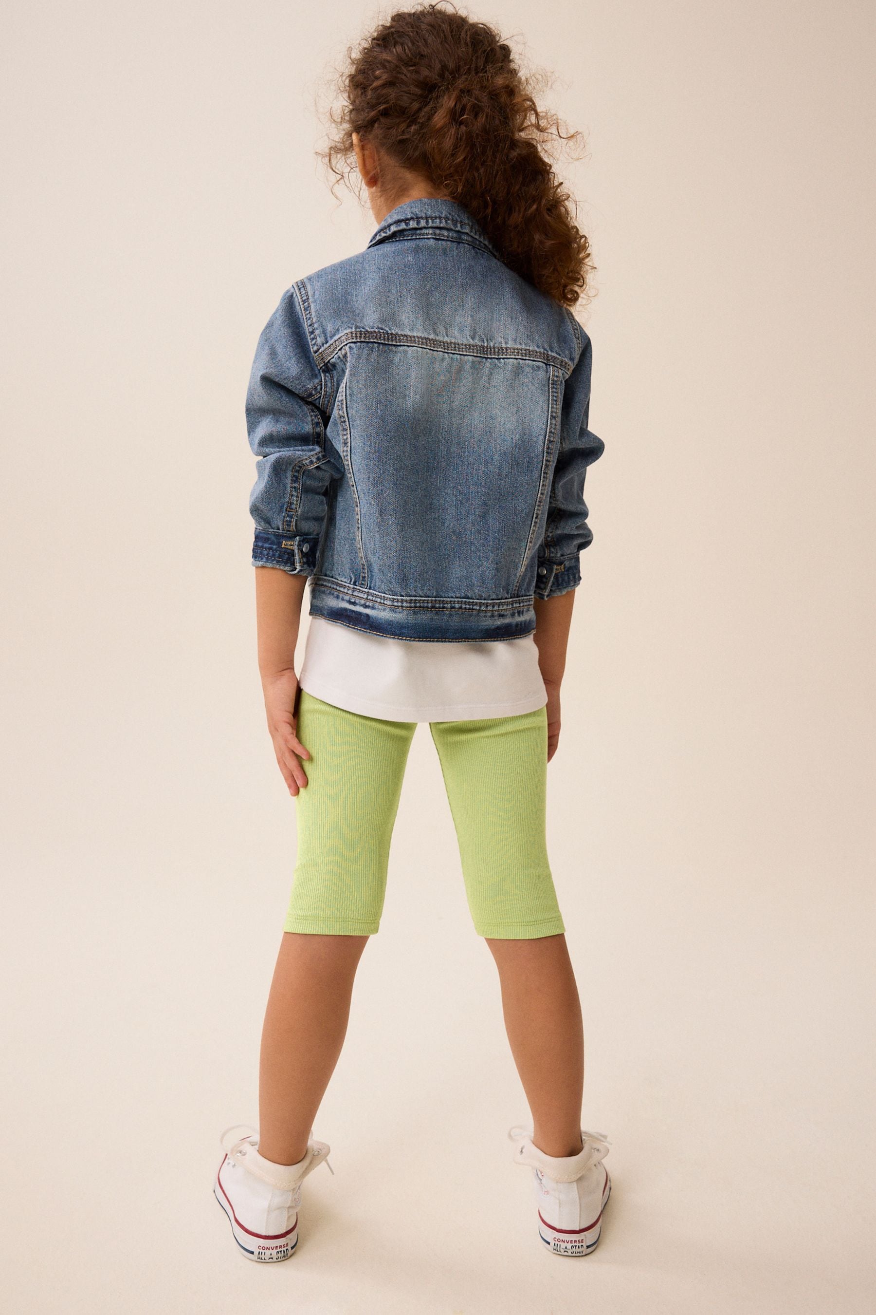 Green Ribbed Cropped Leggings (3-16yrs)