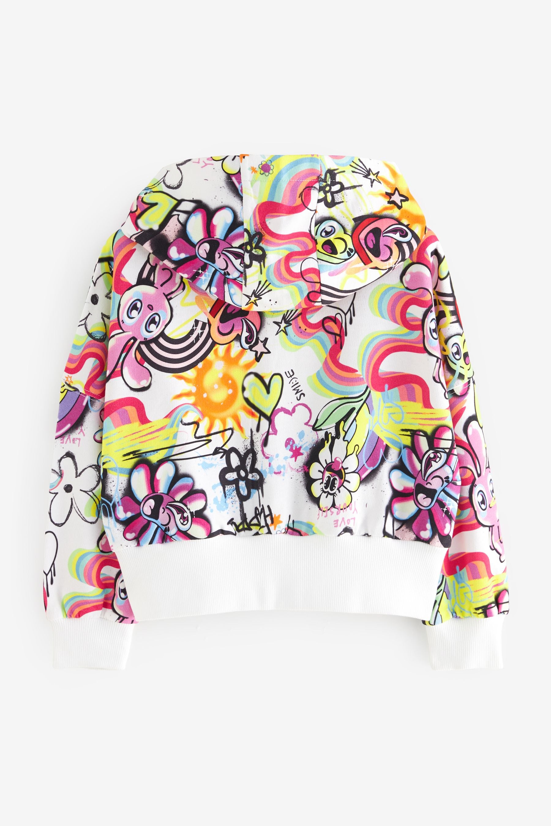 Ecru Graffiti Zip Through Hoodie (3-16yrs)