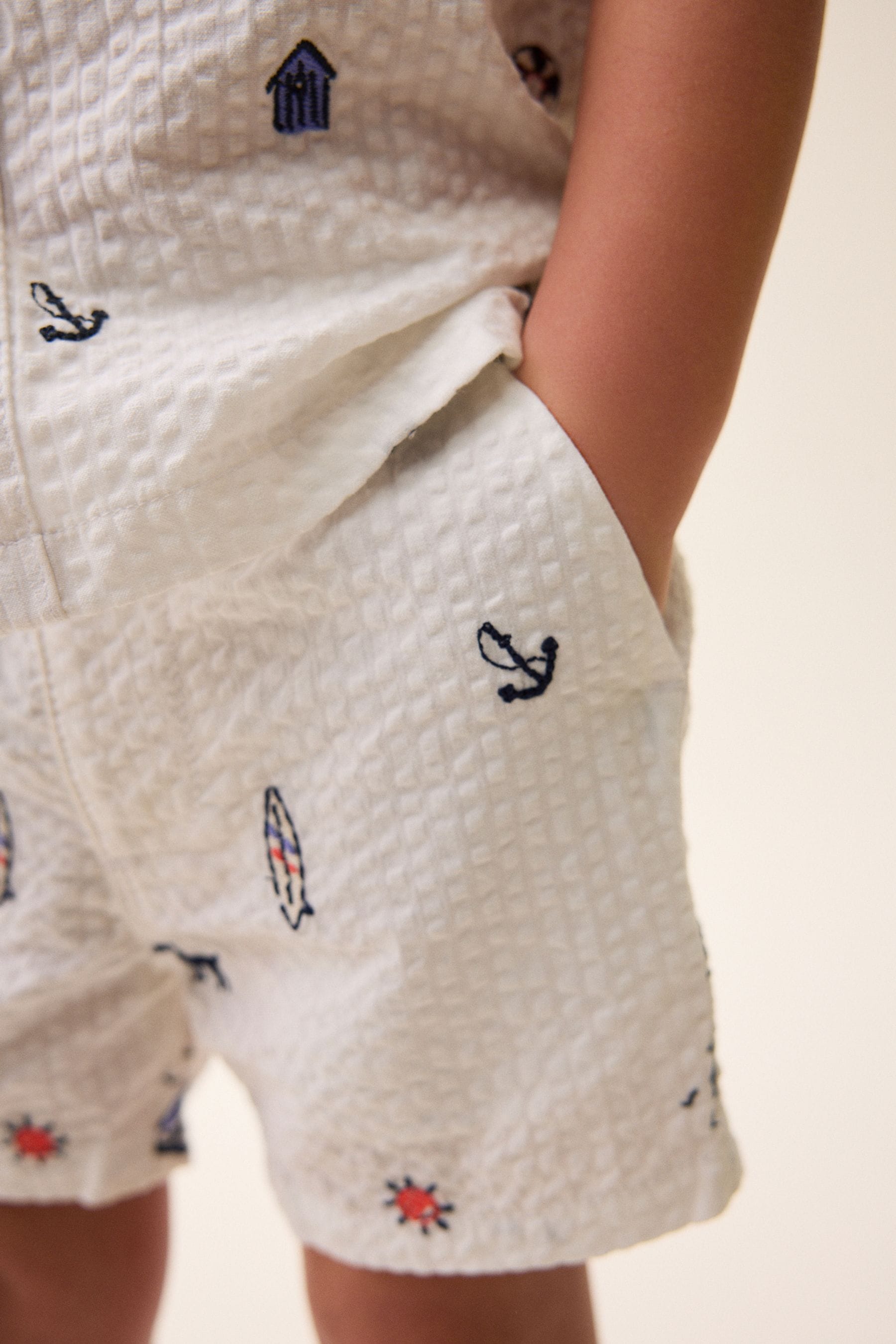 White All-Over Embroidered Chinos Shorts (3mths-7yrs)