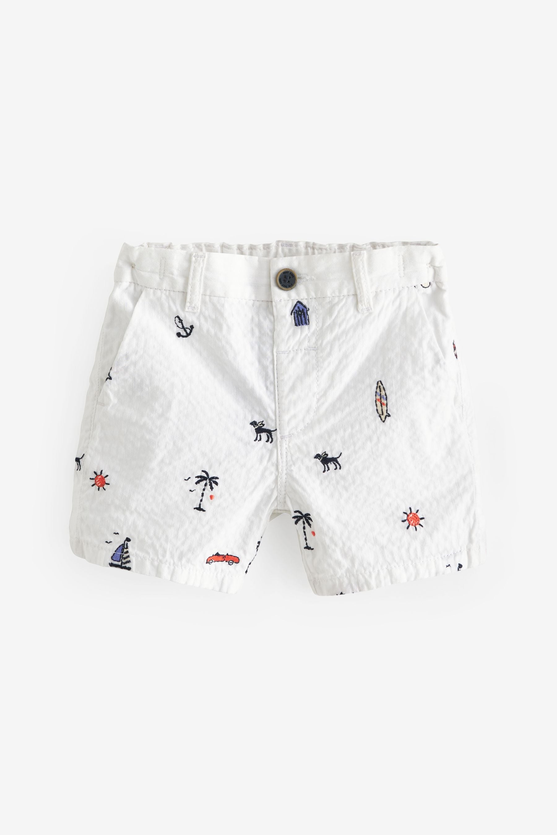 White All-Over Embroidered Chinos Shorts (3mths-7yrs)