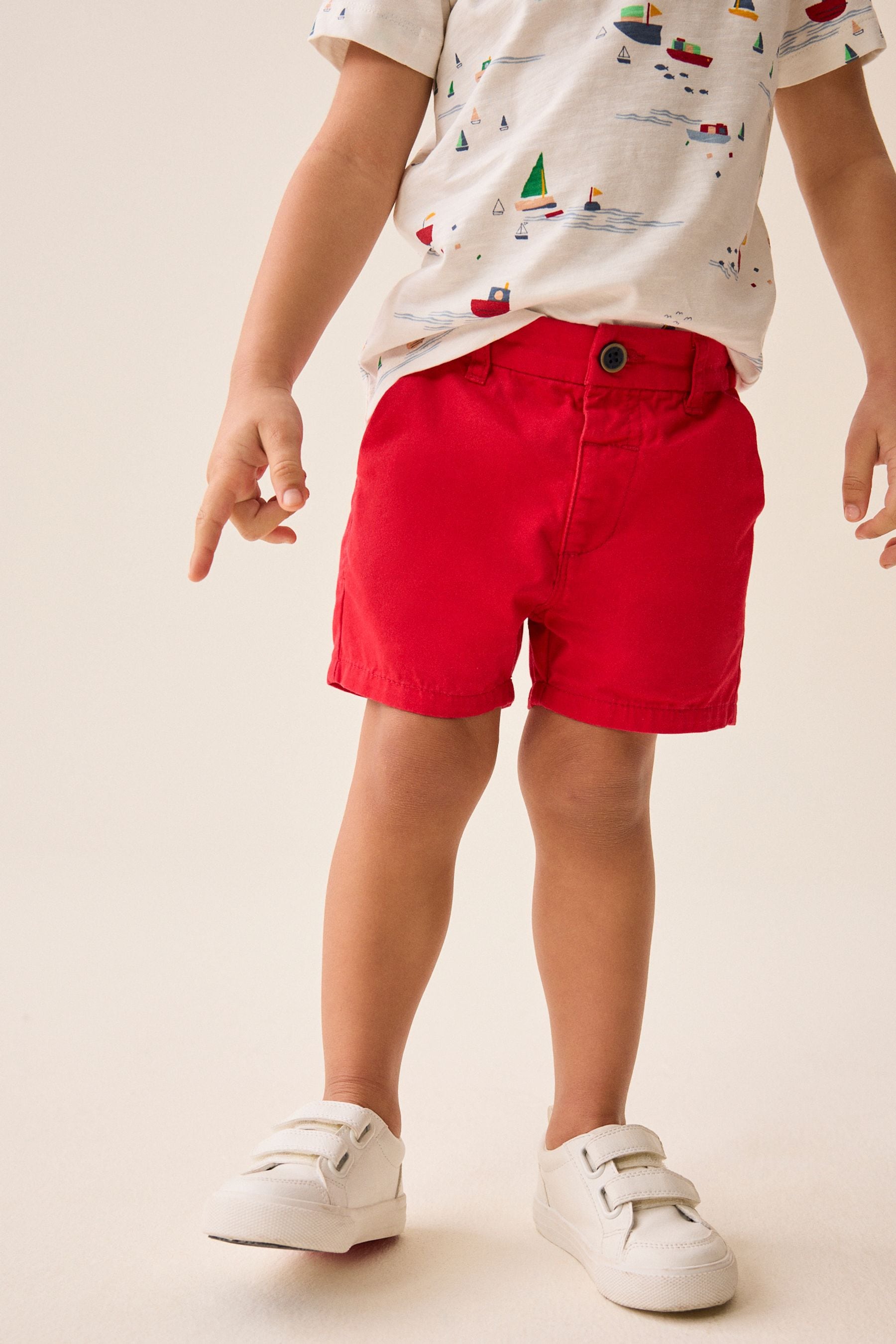 Red 100% Cotton Chinos Shorts (3mths-7yrs)