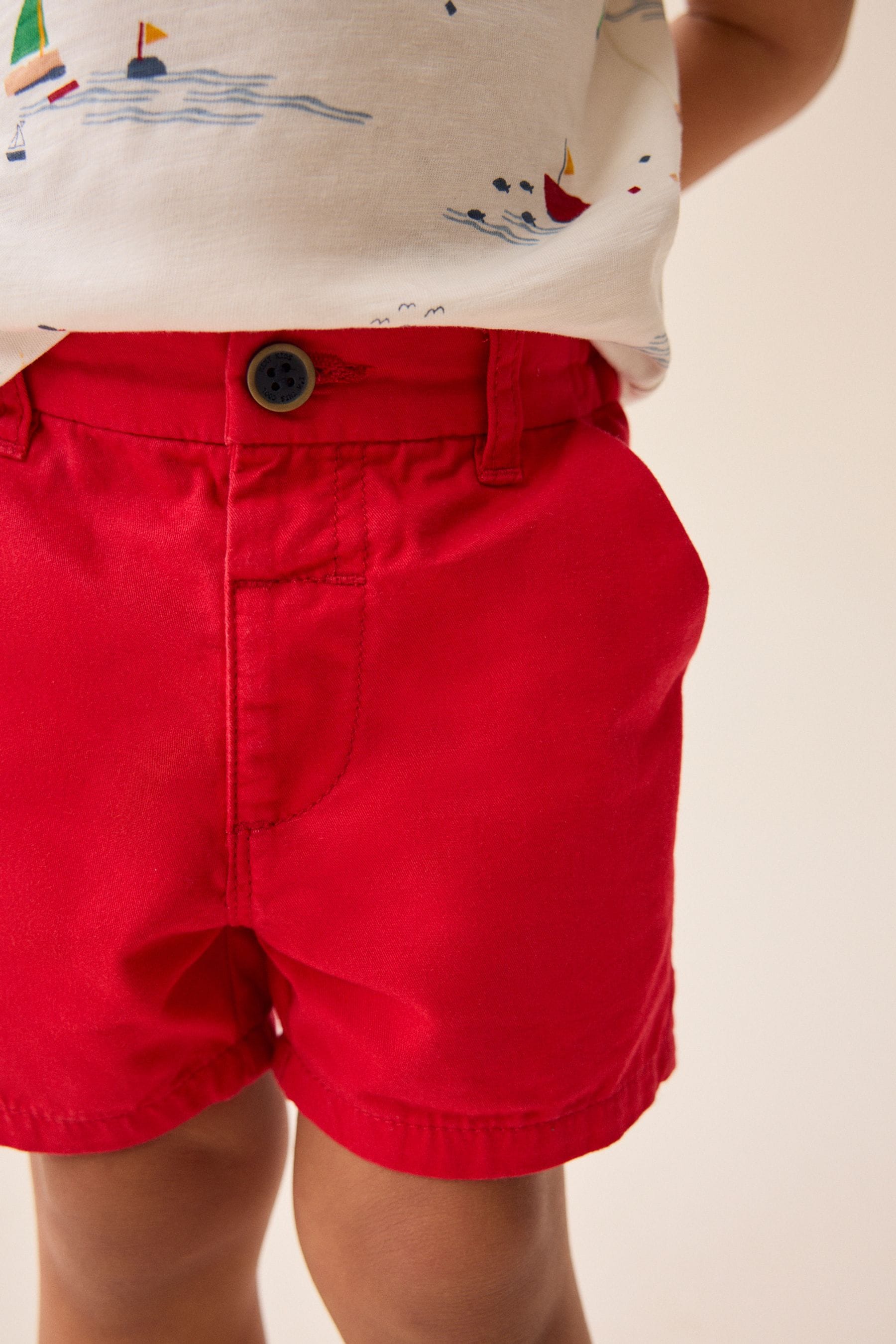 Red 100% Cotton Chinos Shorts (3mths-7yrs)