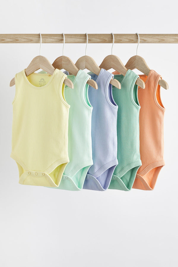 Bright Baby Rib Vests 5 Pack