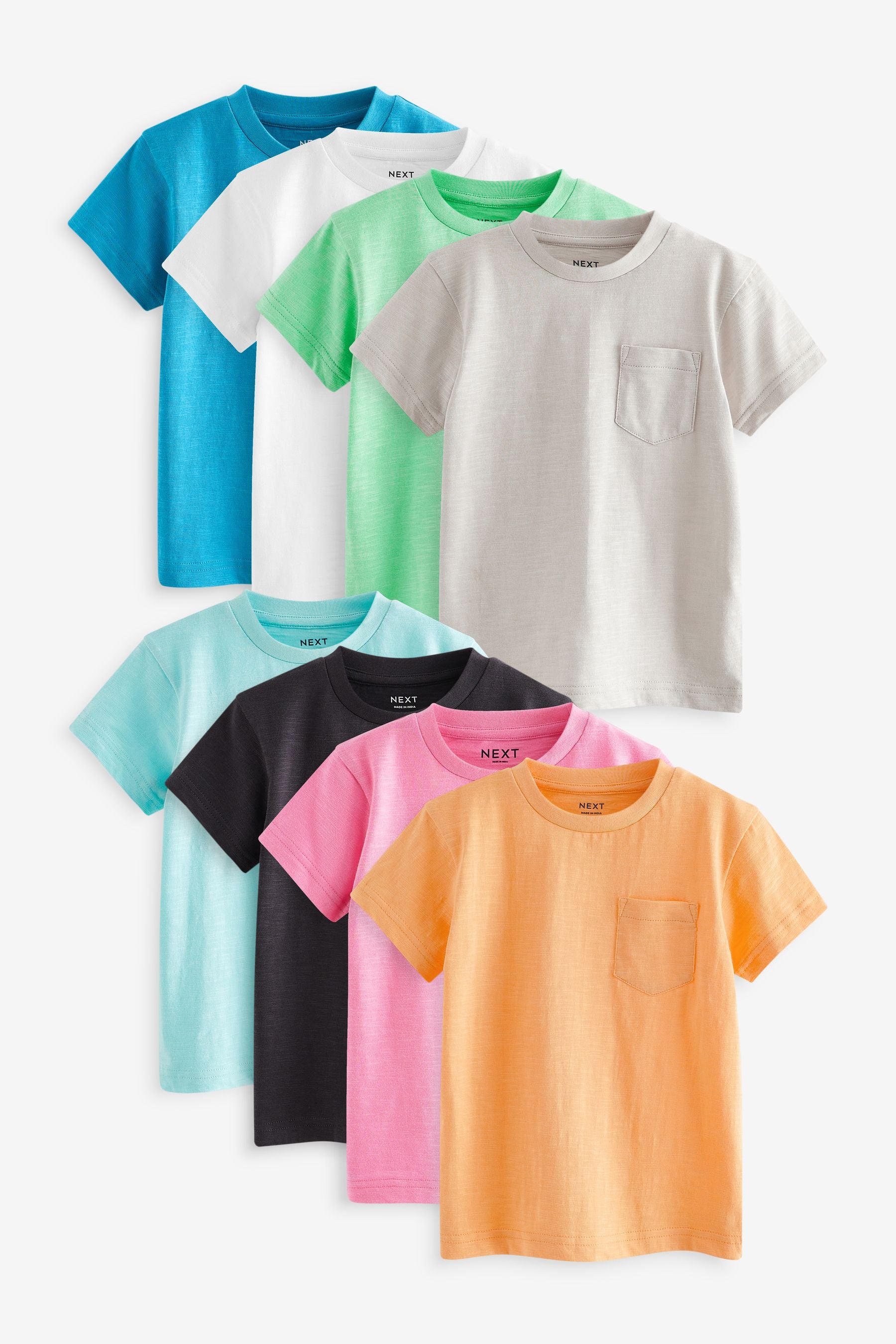 Multi 100% Cotton Short Sleeve T-Shirts 8 Pack (3mths-7yrs)