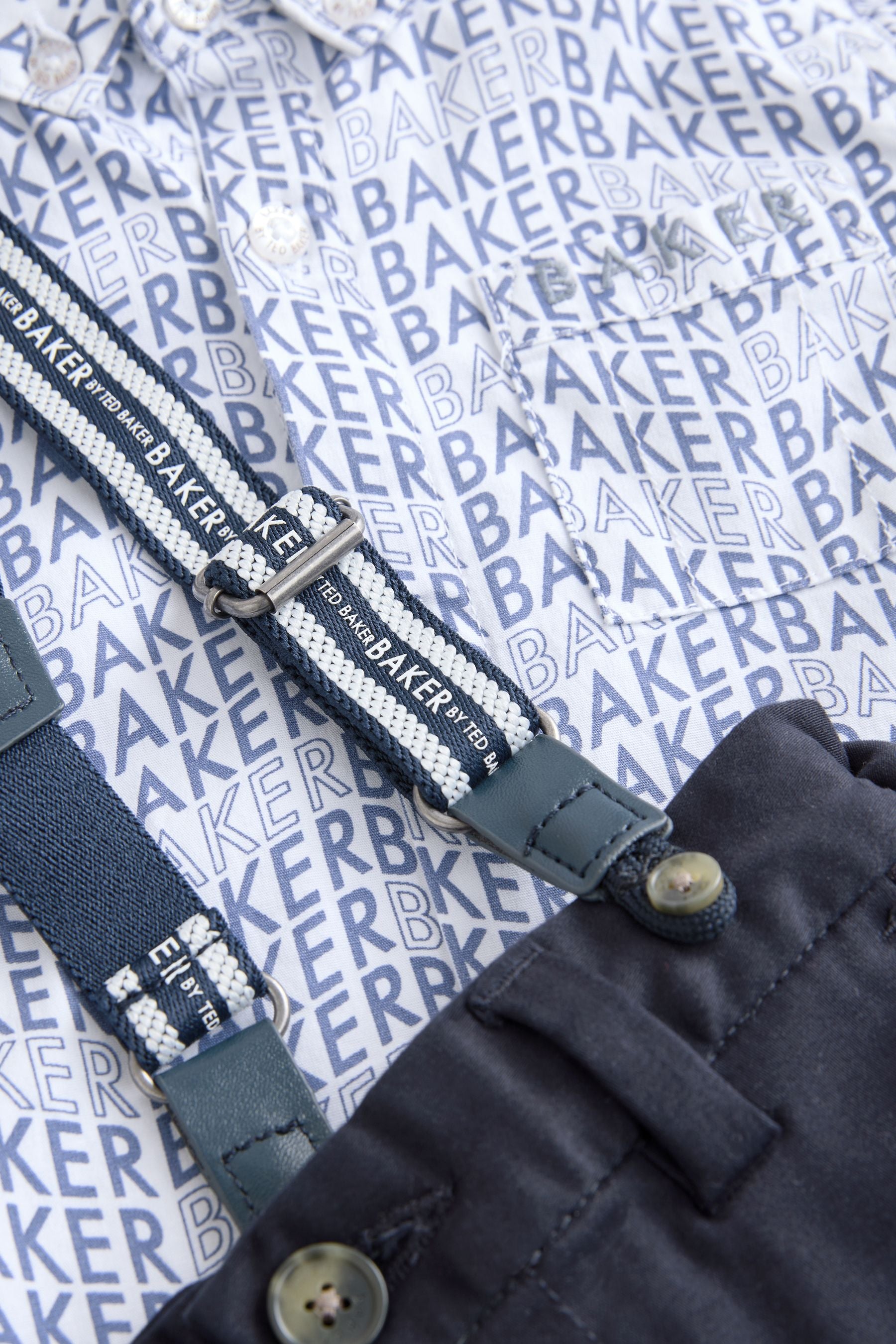 Baker by Ted Baker Navy Shirt Trousers and Braces Set