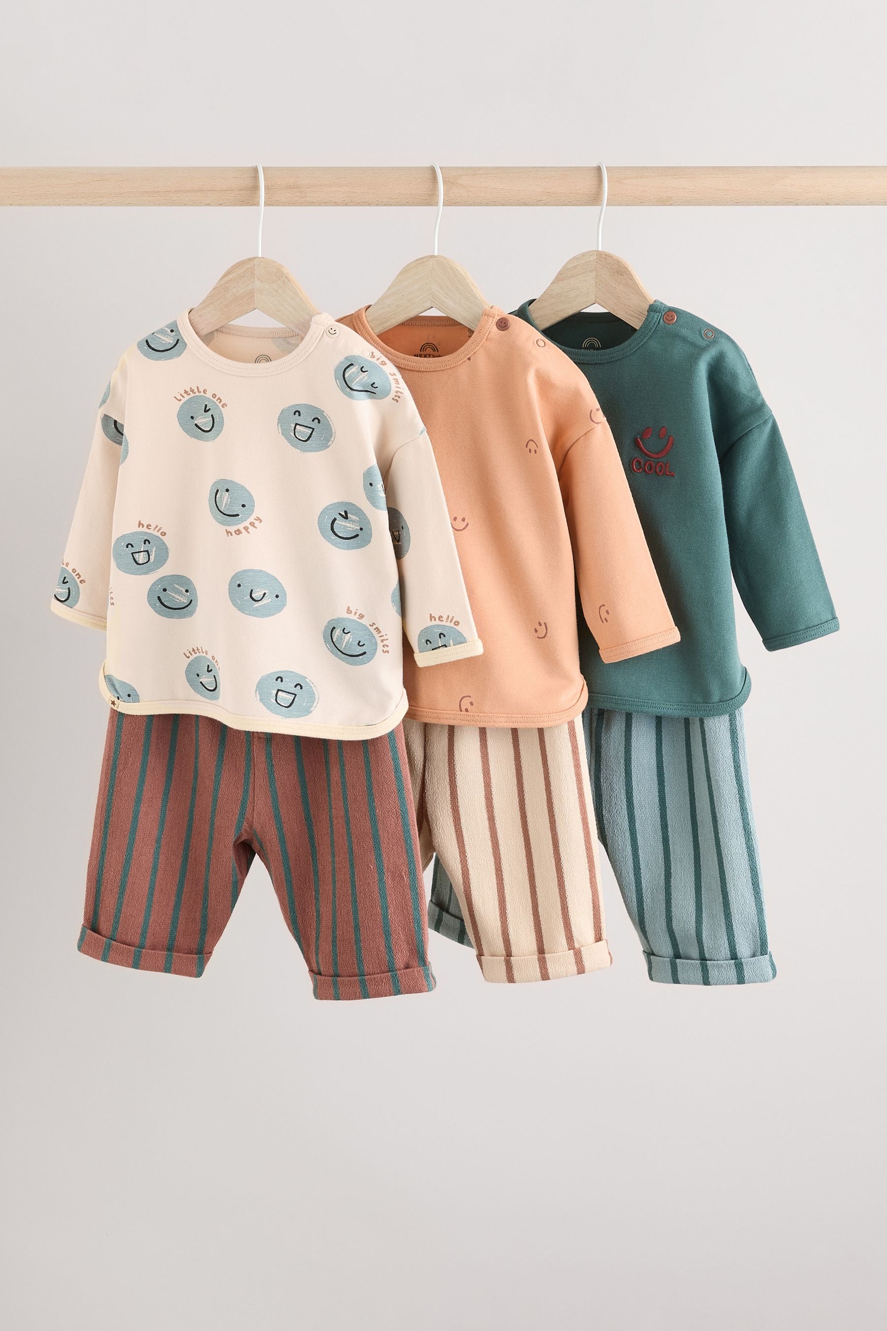 Teal Faces Top and Leggings Baby Set 6 Pack