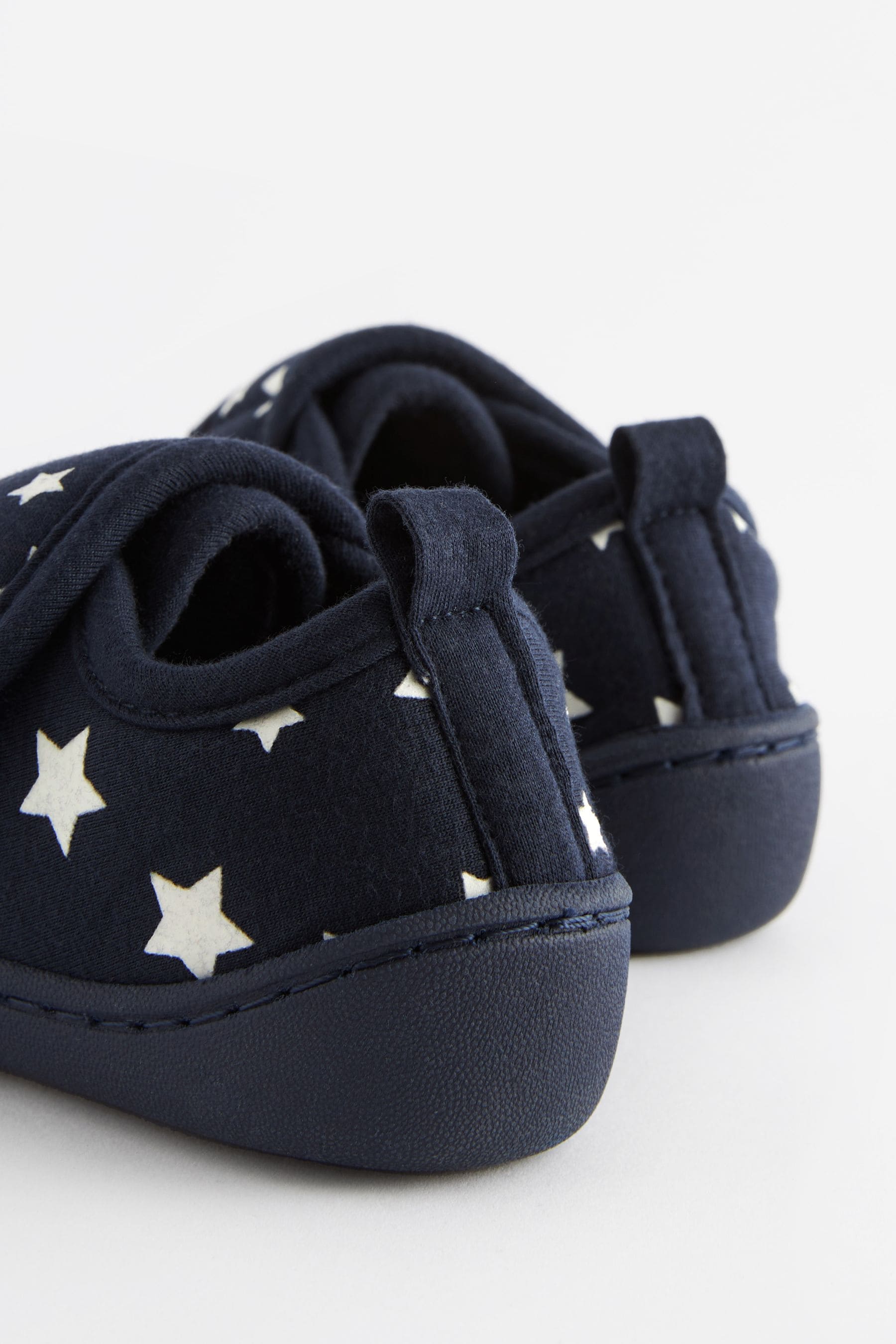 Navy Glow in the Dark Star Touch Fastening Cupsole Print Slippers