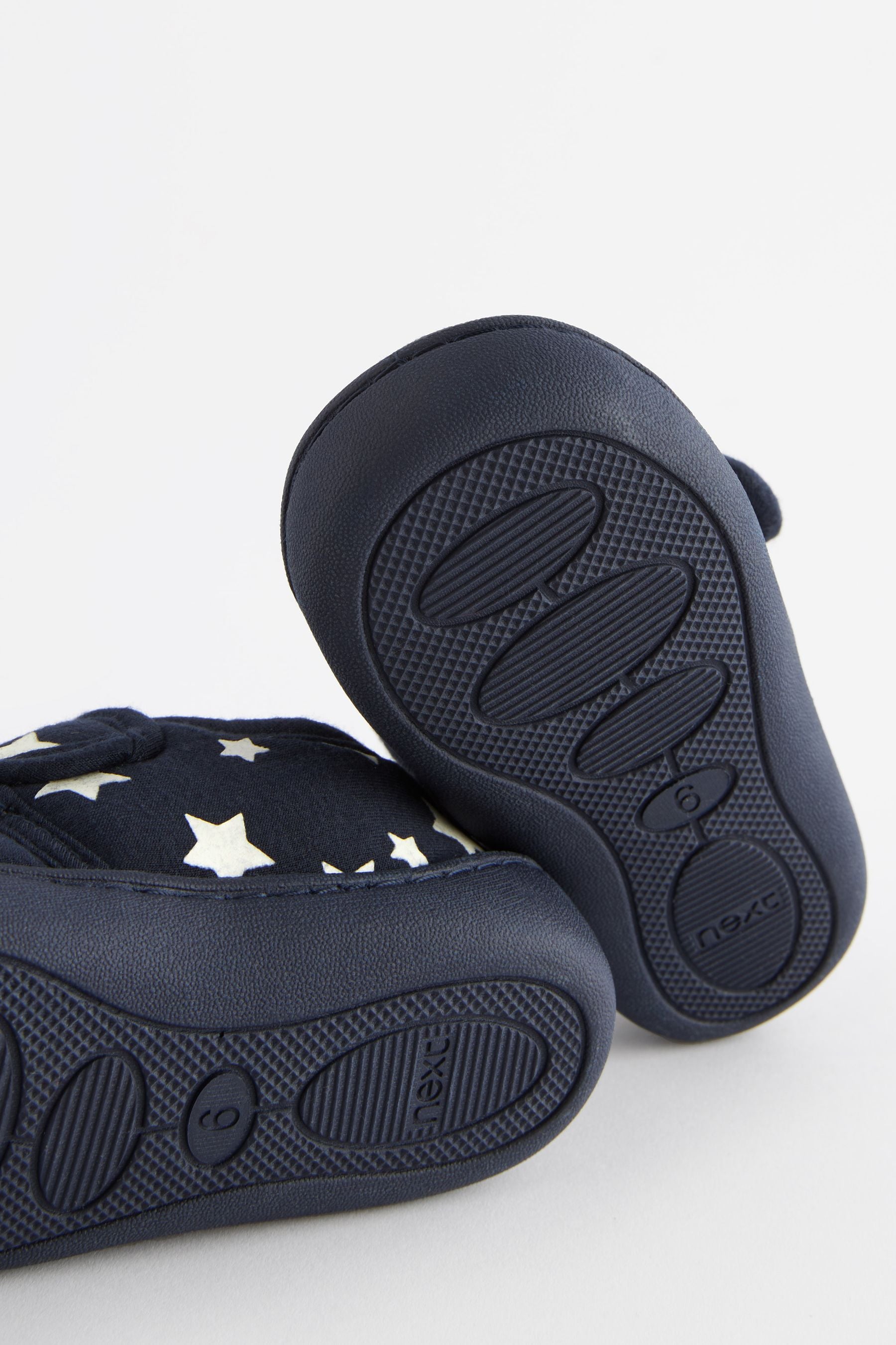 Navy Glow in the Dark Star Touch Fastening Cupsole Print Slippers