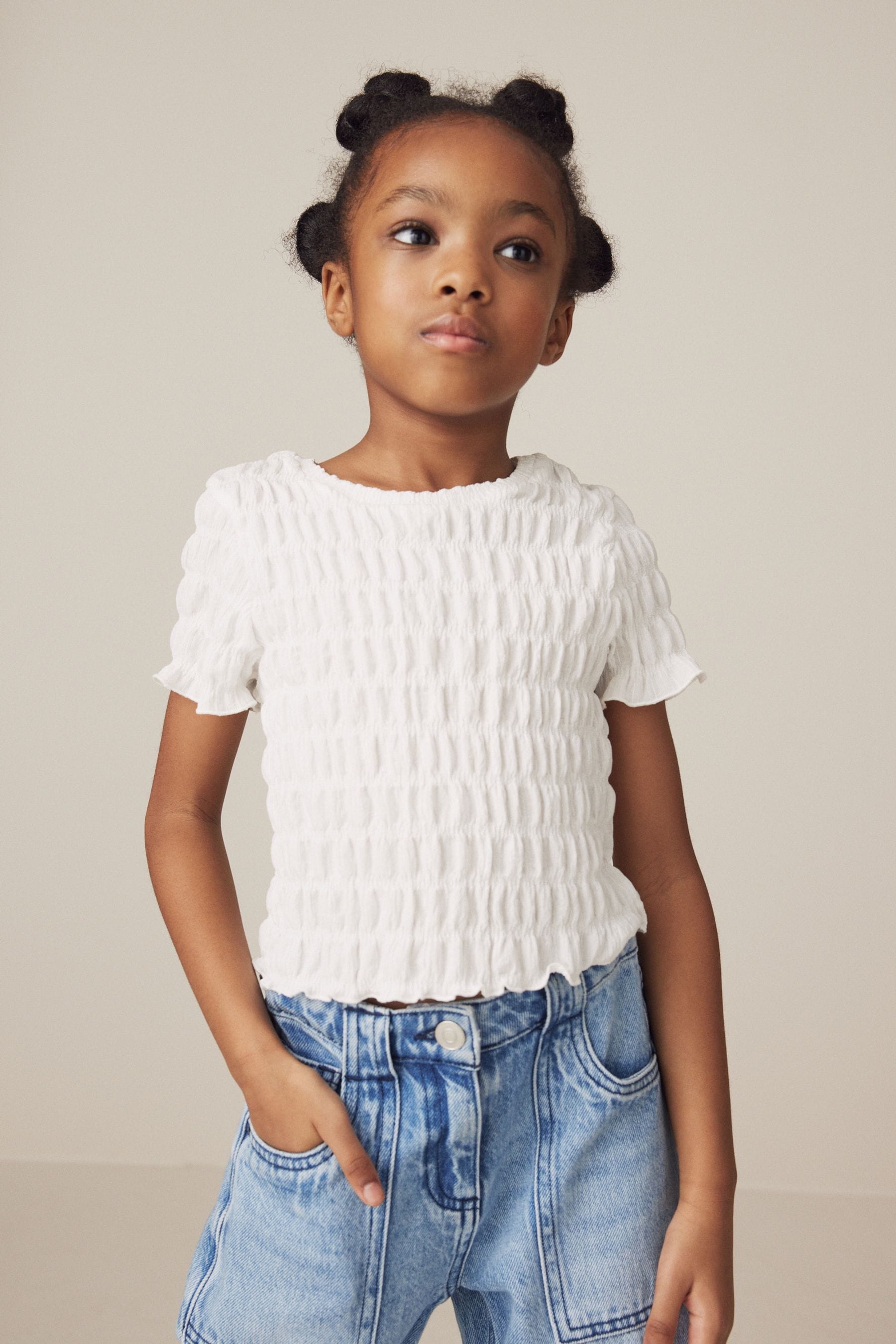 White Textured Top (3-16yrs)