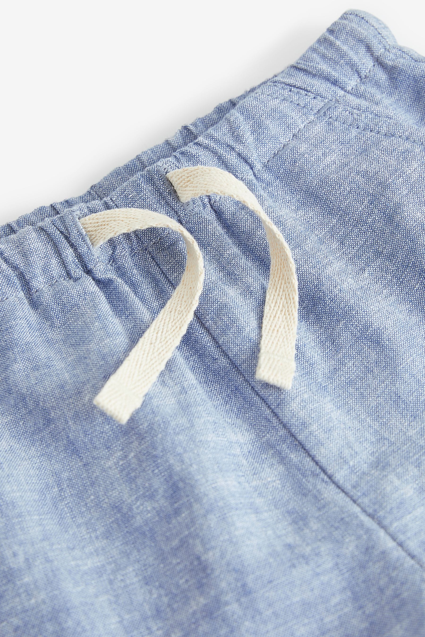 Blue Chambray Linen Blend Pull-On Shorts (3mths-7yrs)