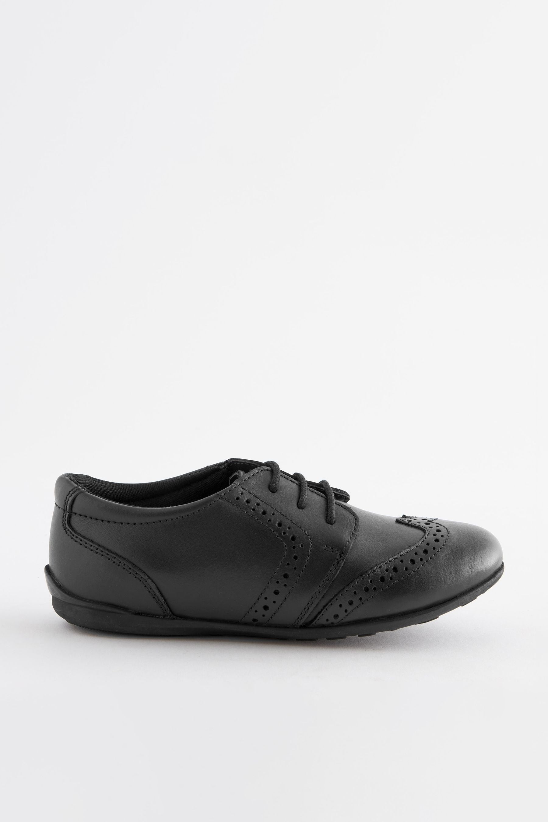 Black Matt Standard Fit (F) School Leather Lace-Up Brogues