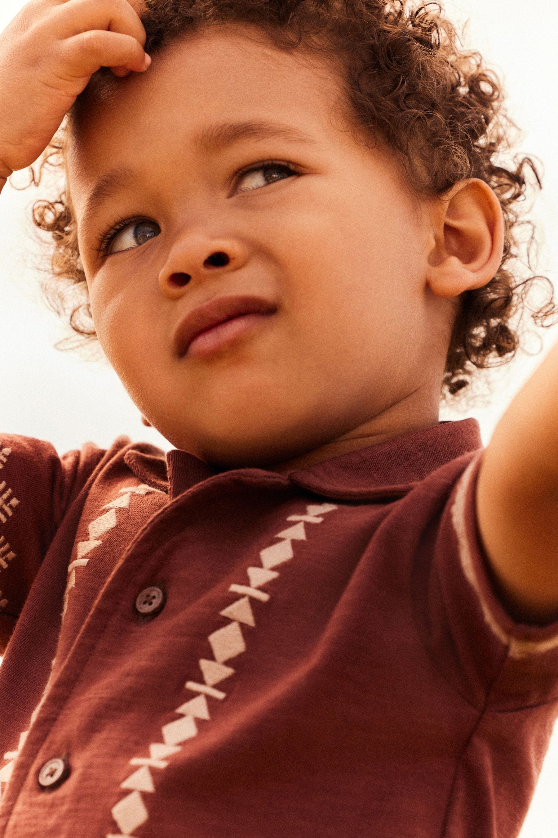 Rust Brown Short Sleeve Pattern Shirt and Shorts Set (3mths-7yrs)