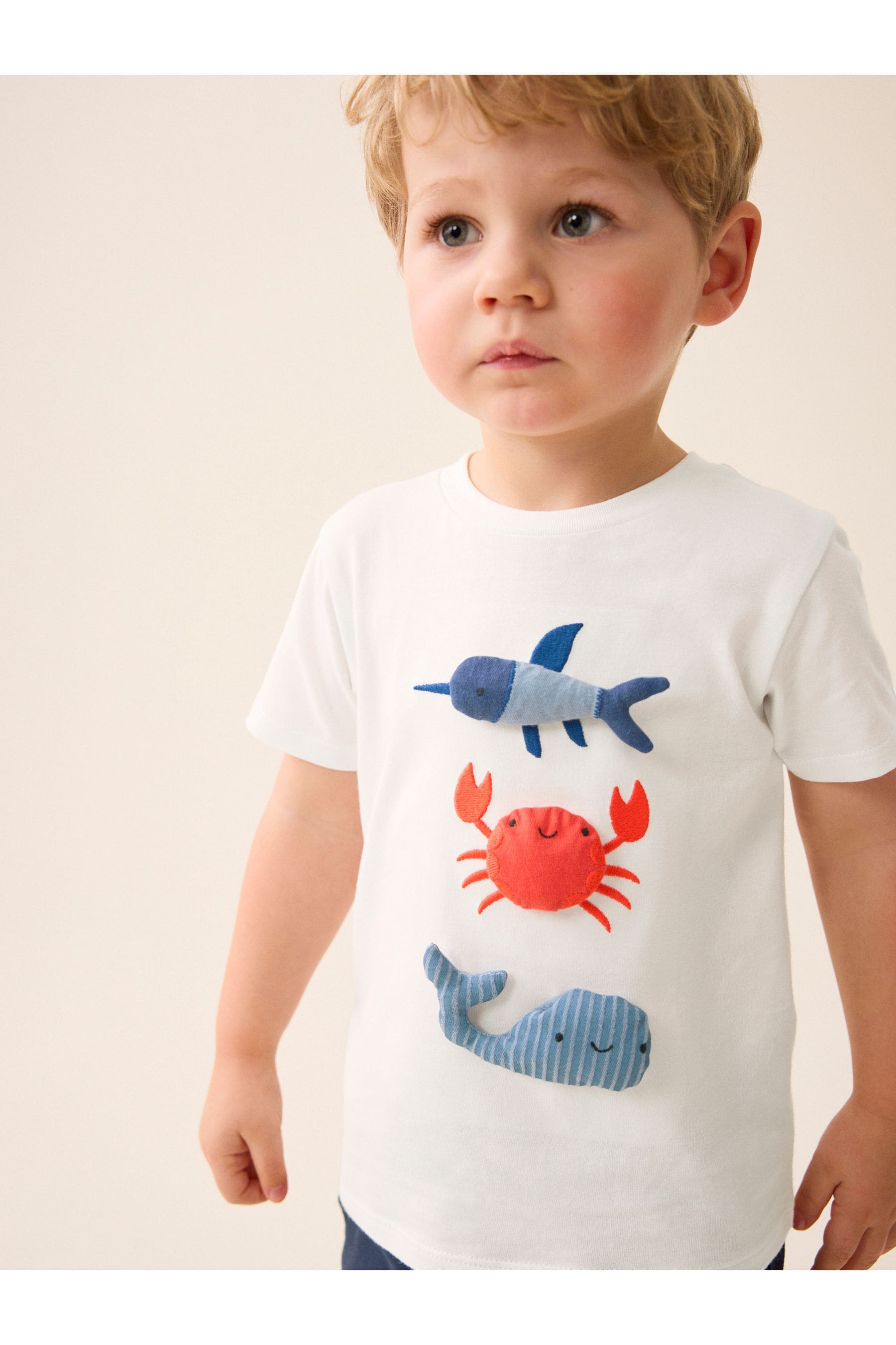 White 3D Character Short Sleeve T-Shirt (3mths-7yrs)