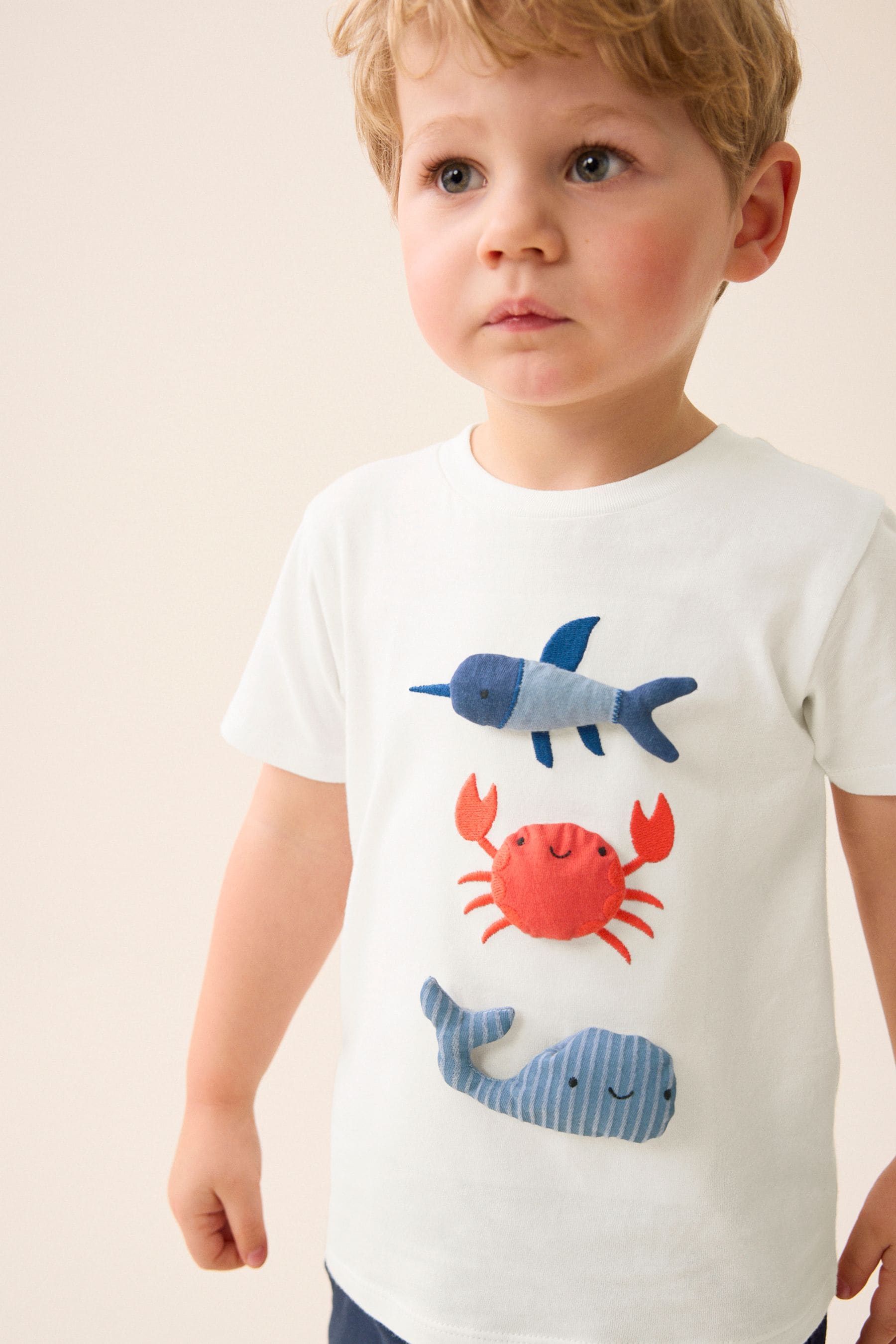 White 3D Character Short Sleeve T-Shirt (3mths-7yrs)