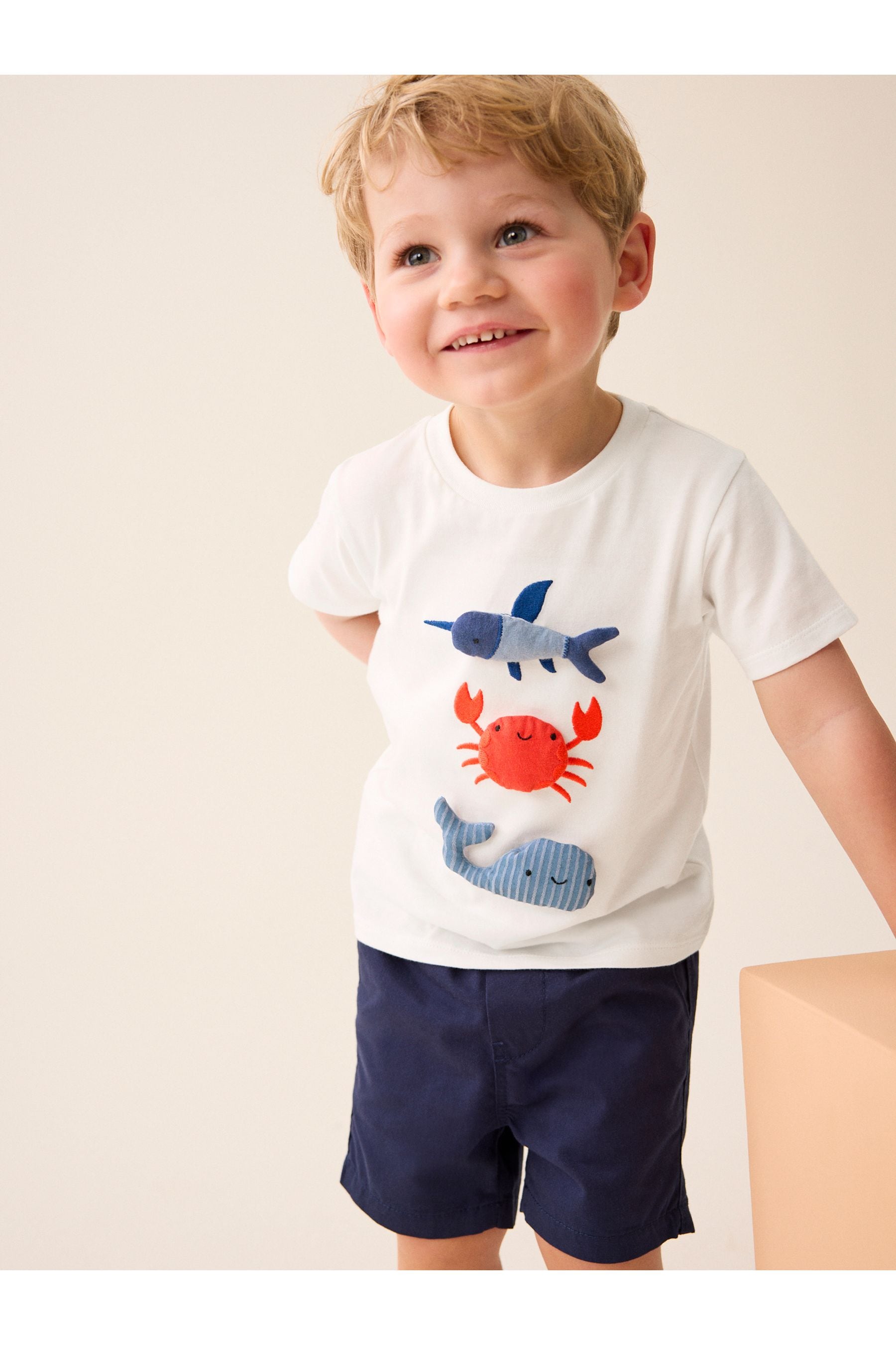 White 3D Character Short Sleeve T-Shirt (3mths-7yrs)