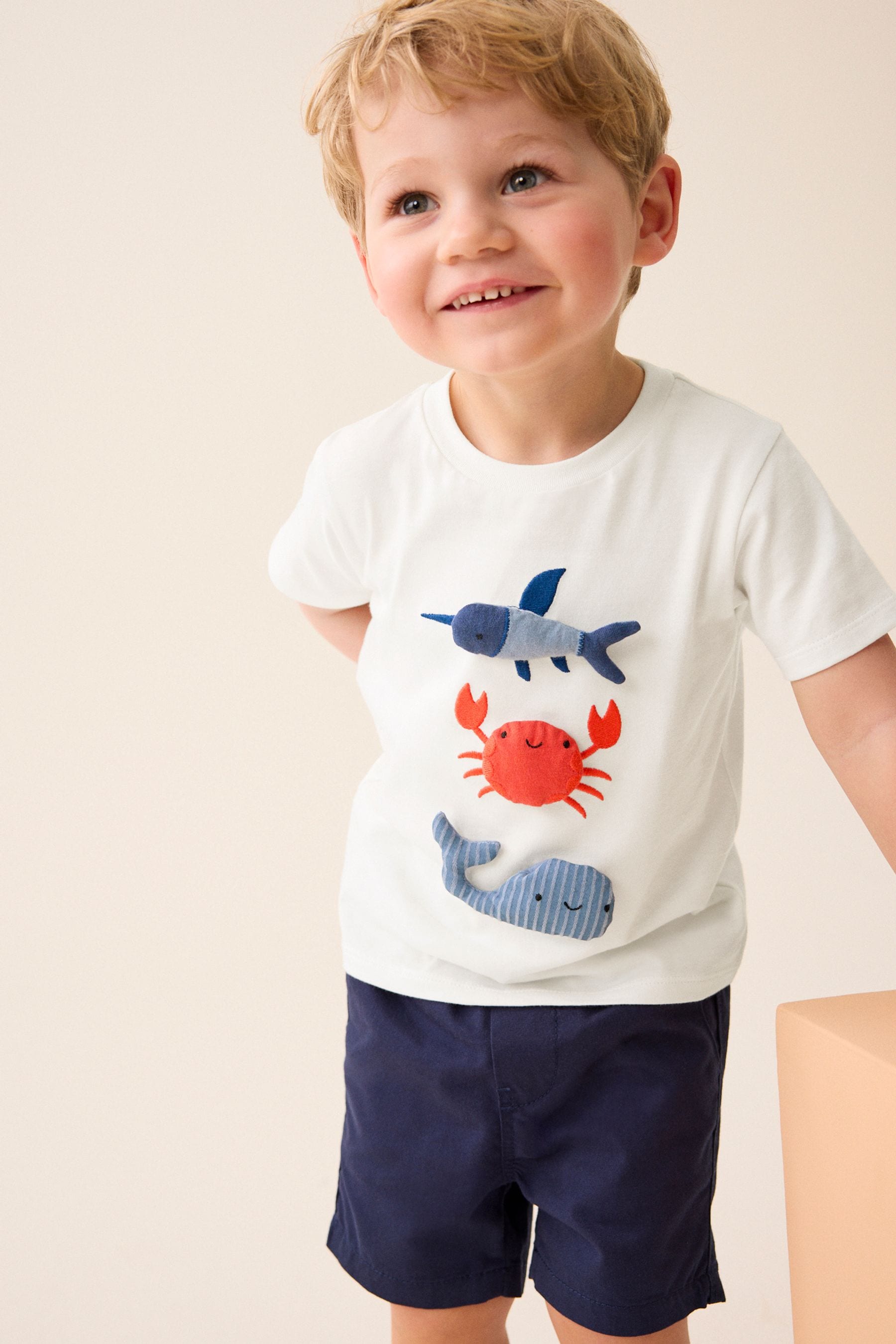 White 3D Character Short Sleeve T-Shirt (3mths-7yrs)