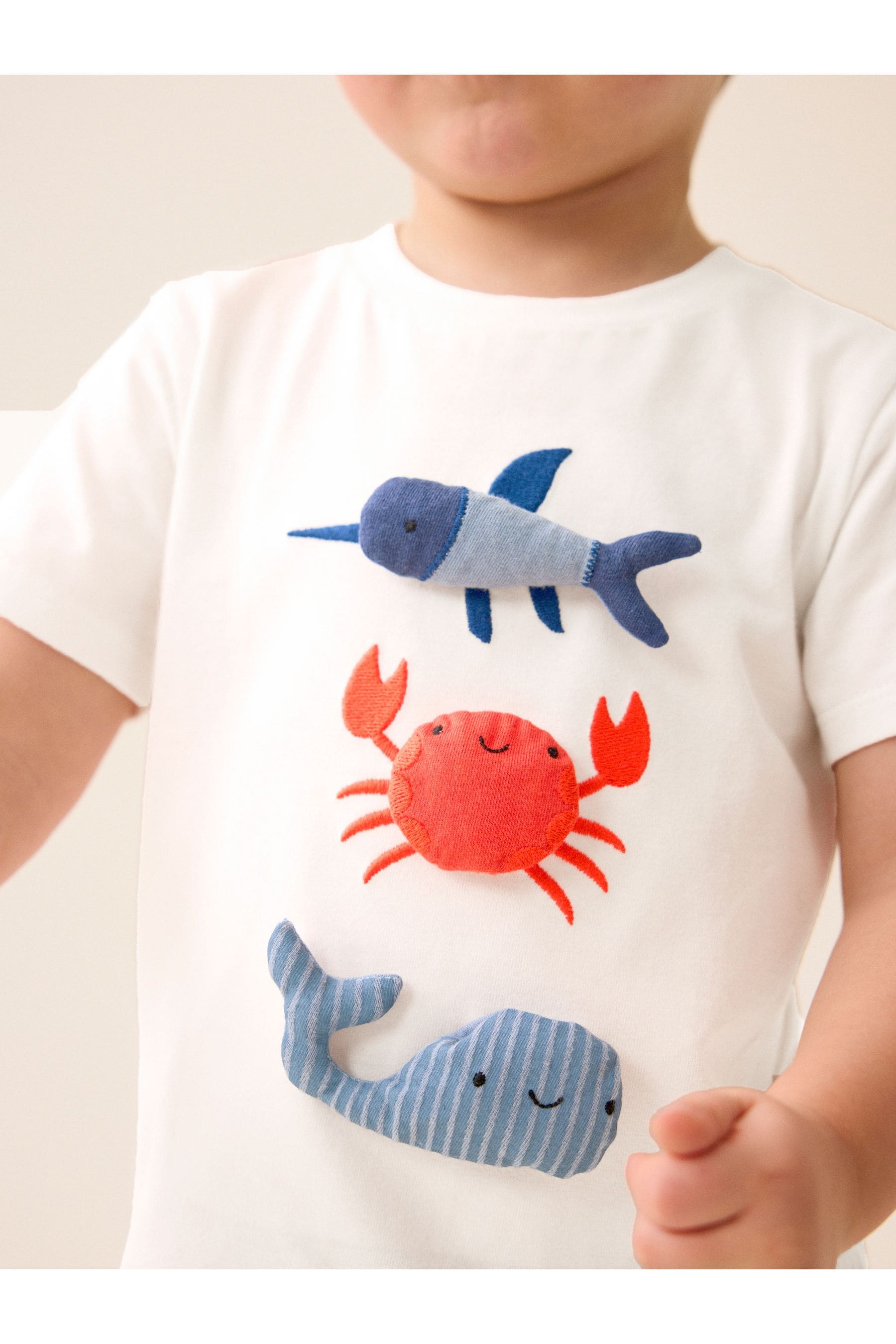 White 3D Character Short Sleeve T-Shirt (3mths-7yrs)