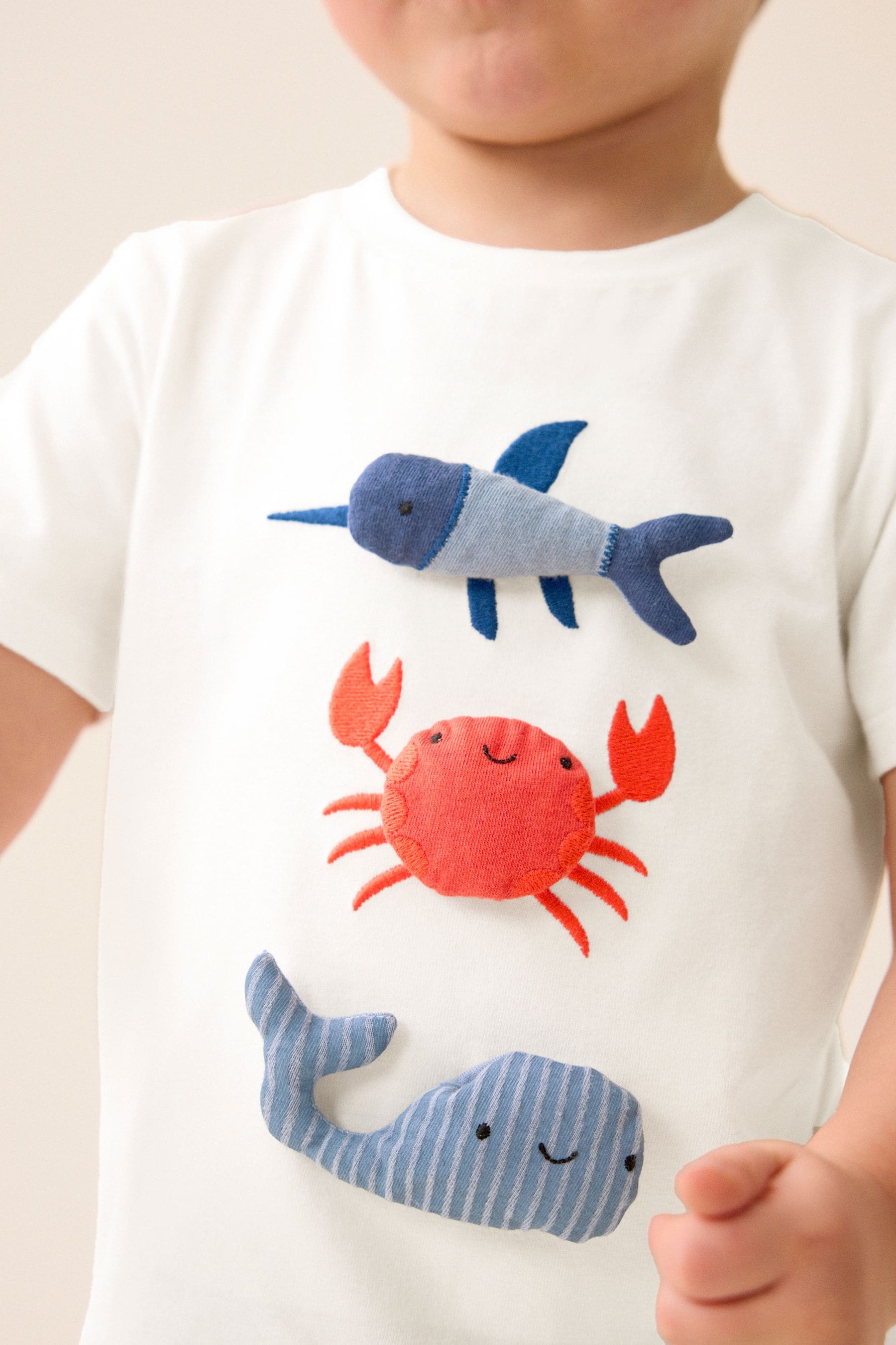 White 3D Character Short Sleeve T-Shirt (3mths-7yrs)