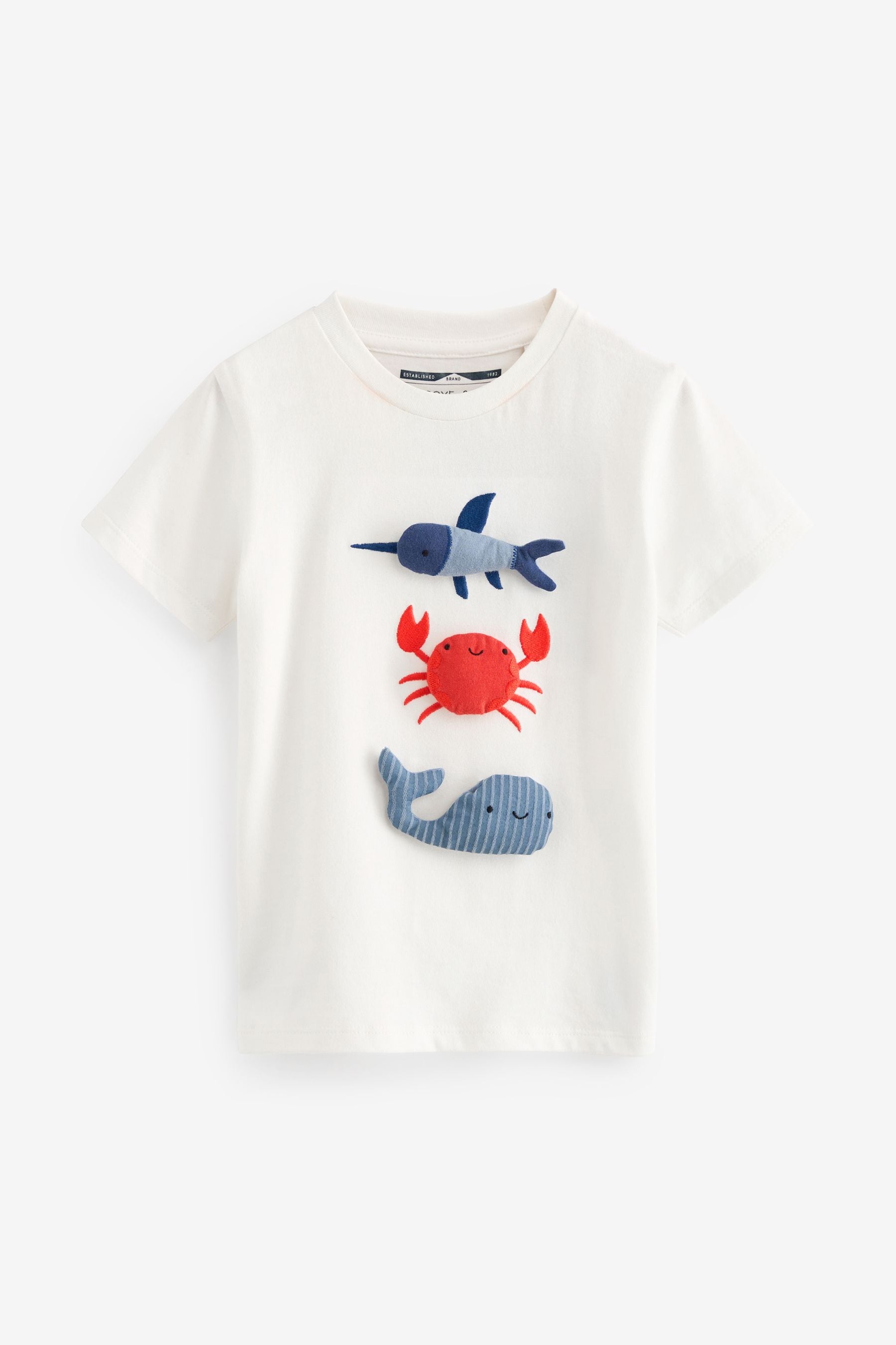 White 3D Character Short Sleeve T-Shirt (3mths-7yrs)