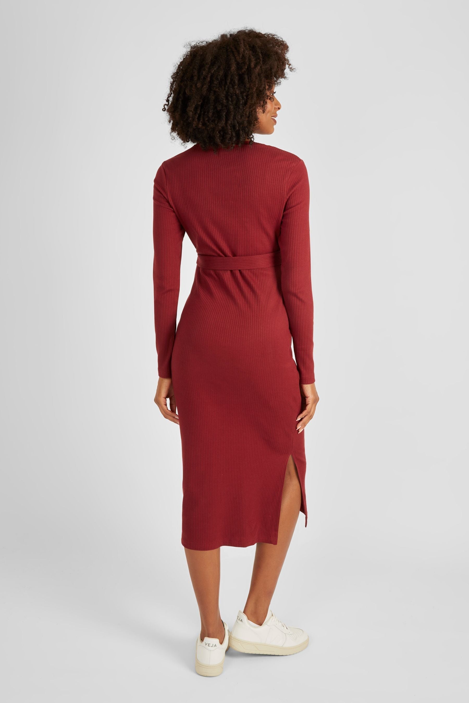 Rust JoJo Maman Bébé Ribbed Jersey Maternity Dress