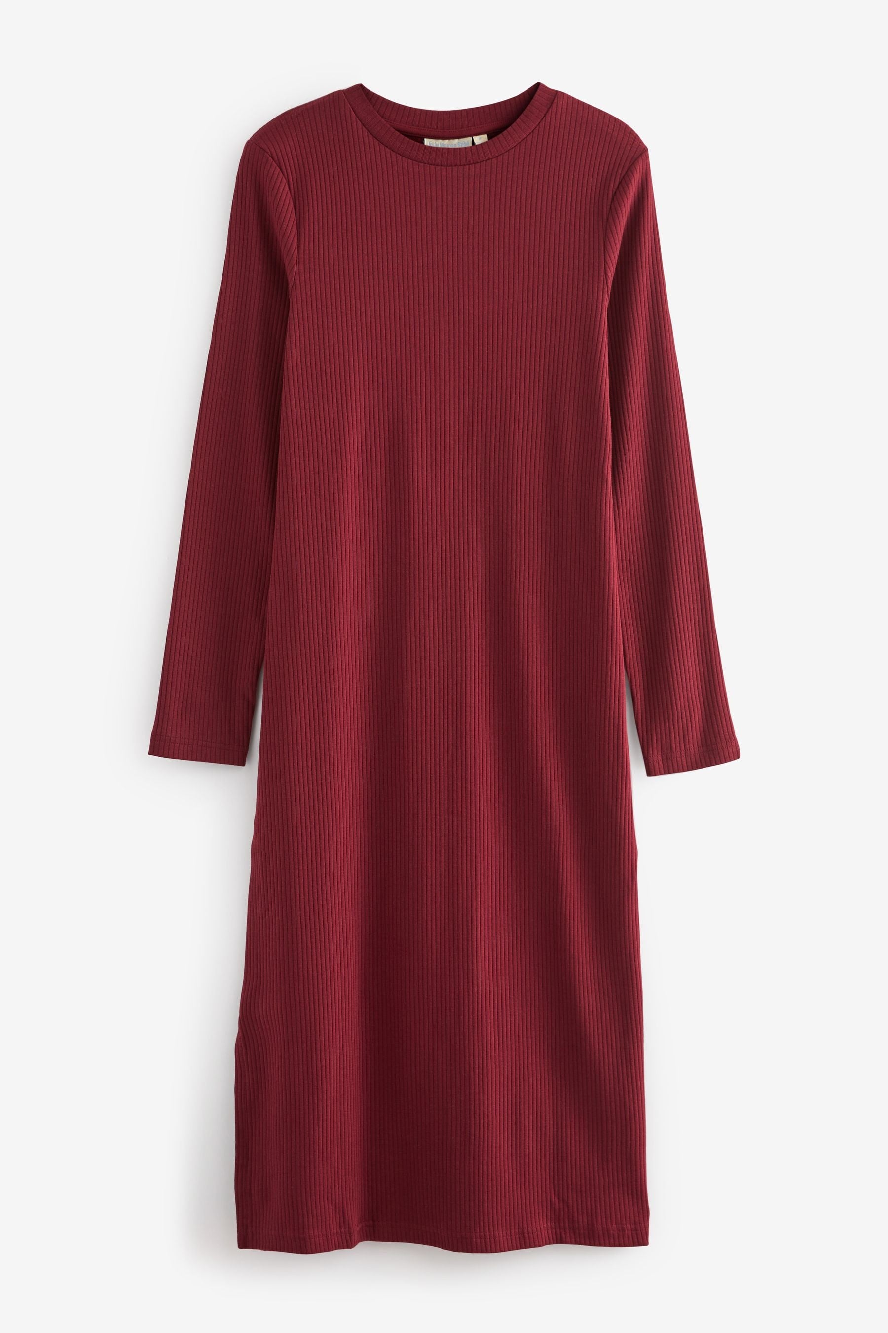 Rust JoJo Maman Bébé Ribbed Jersey Maternity Dress