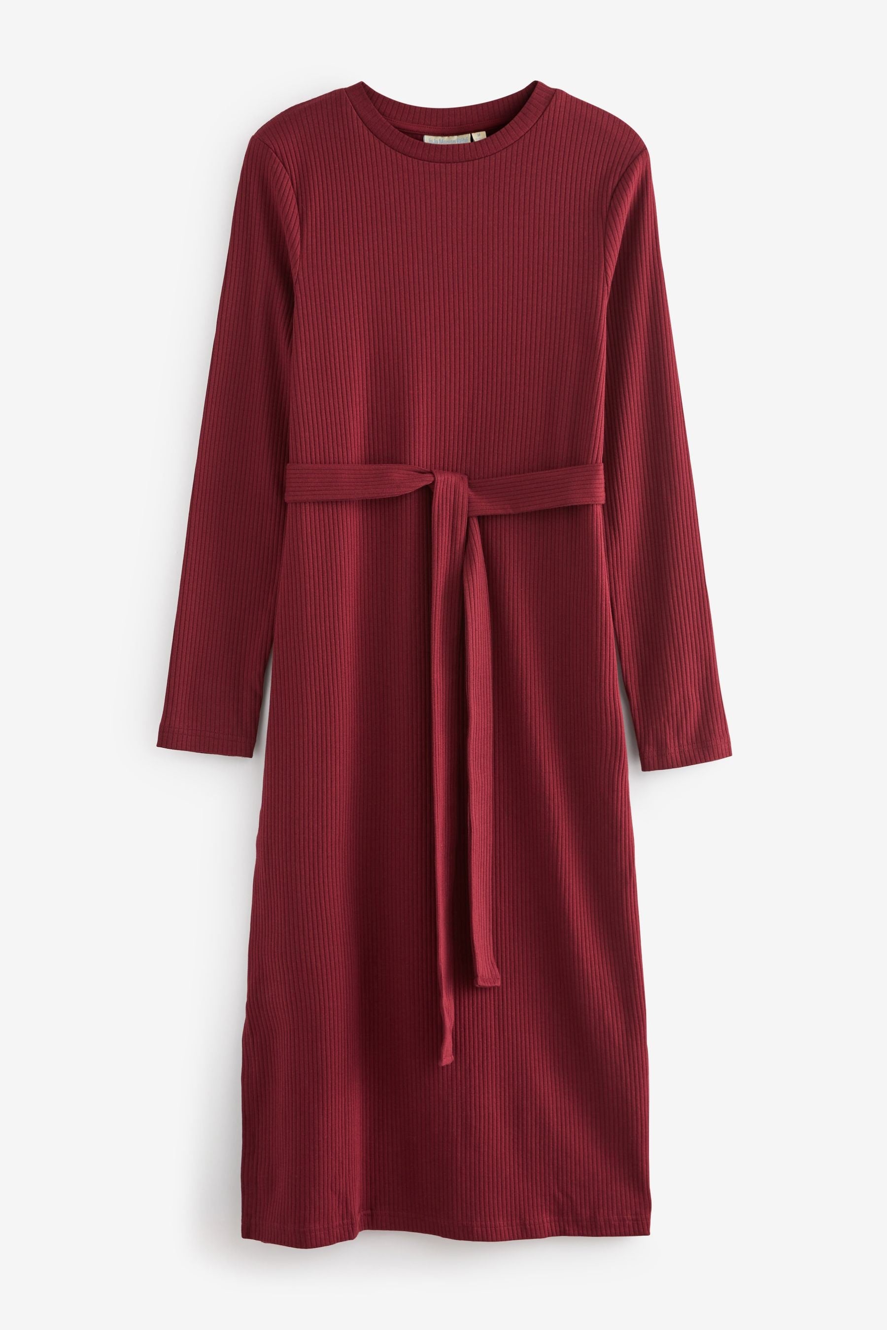 JoJo Maman Bébé Rust Red Ribbed Jersey Maternity Dress