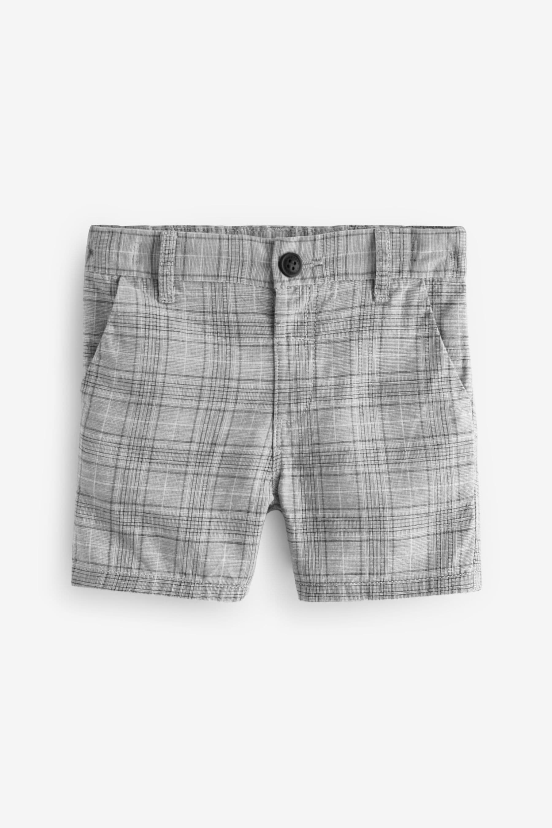 Grey Check Linen Chinos Shorts (3mths-7yrs)