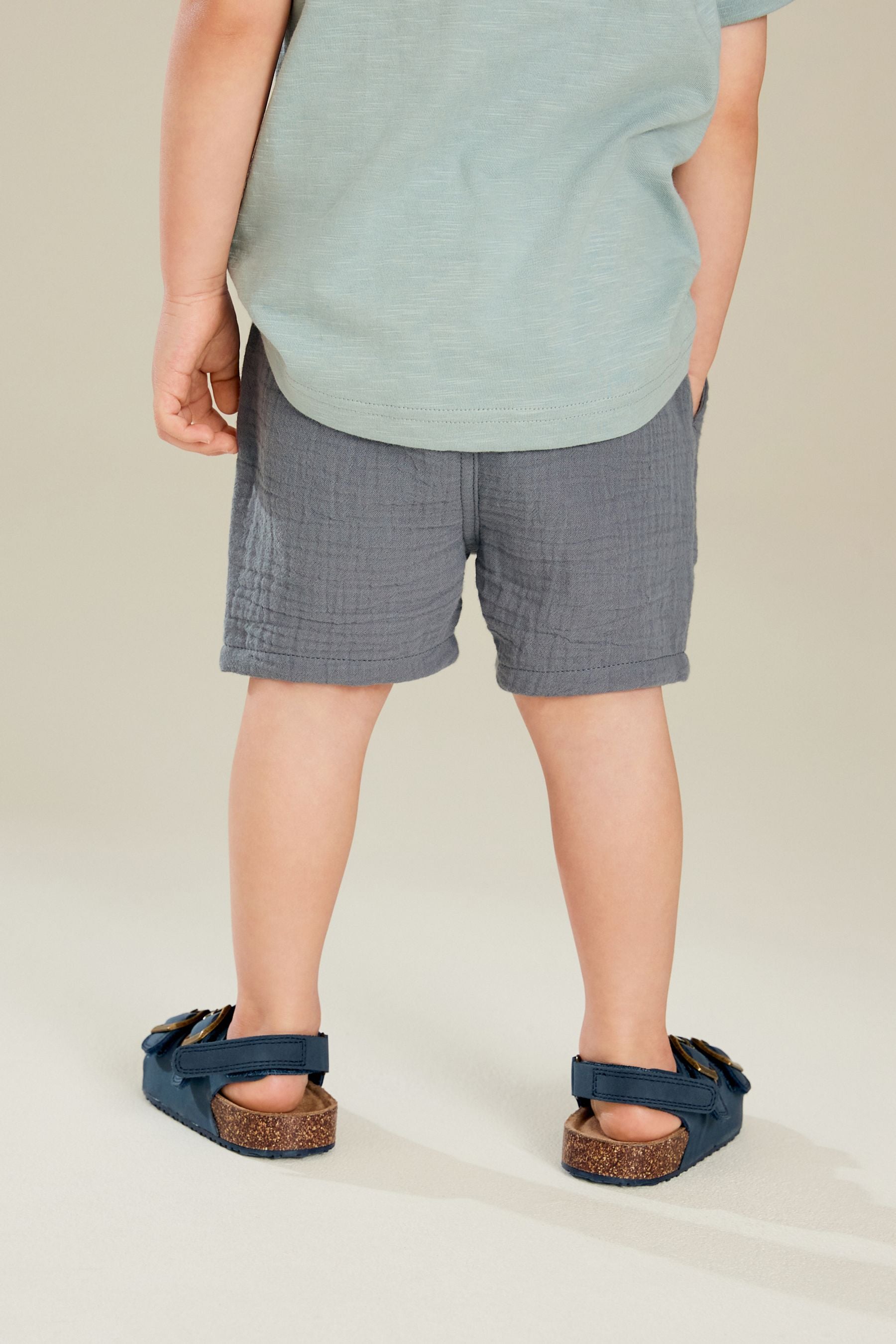 Blue Soft Textured 100% Cotton Shorts (3mths-7yrs)