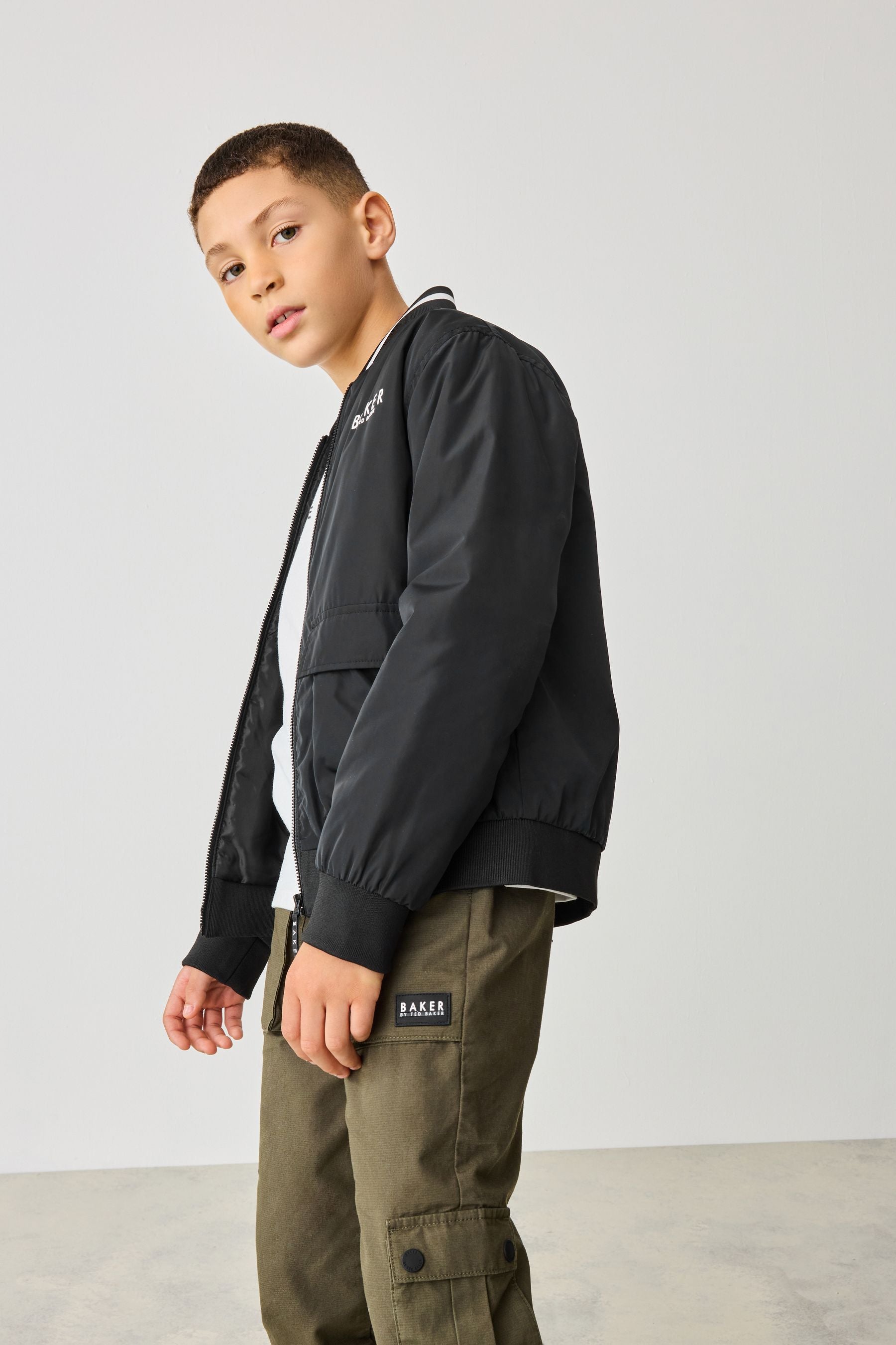 Baker by Ted Baker Nylon Bomber Black Jacket