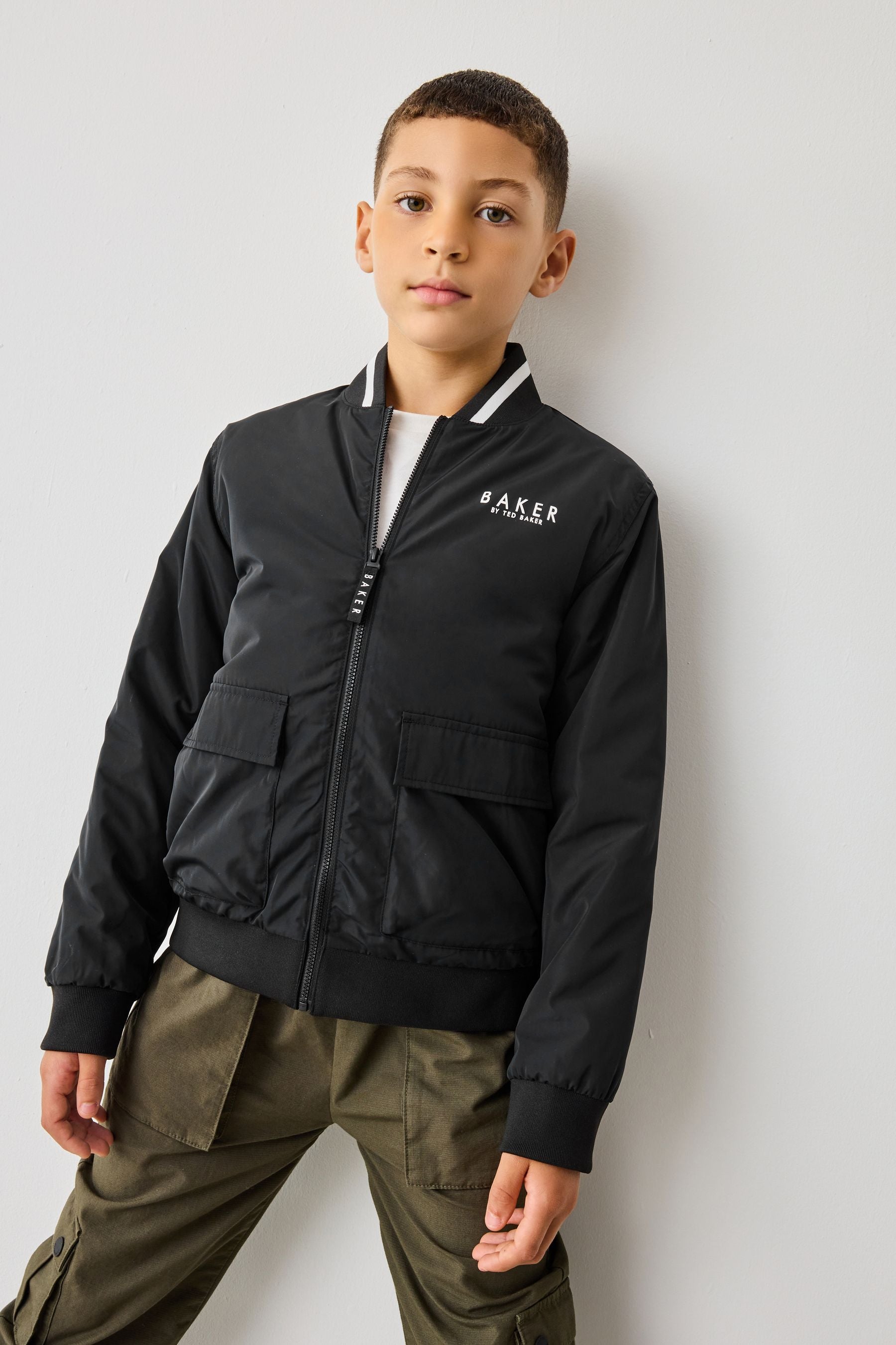 Baker by Ted Baker Nylon Bomber Black Jacket