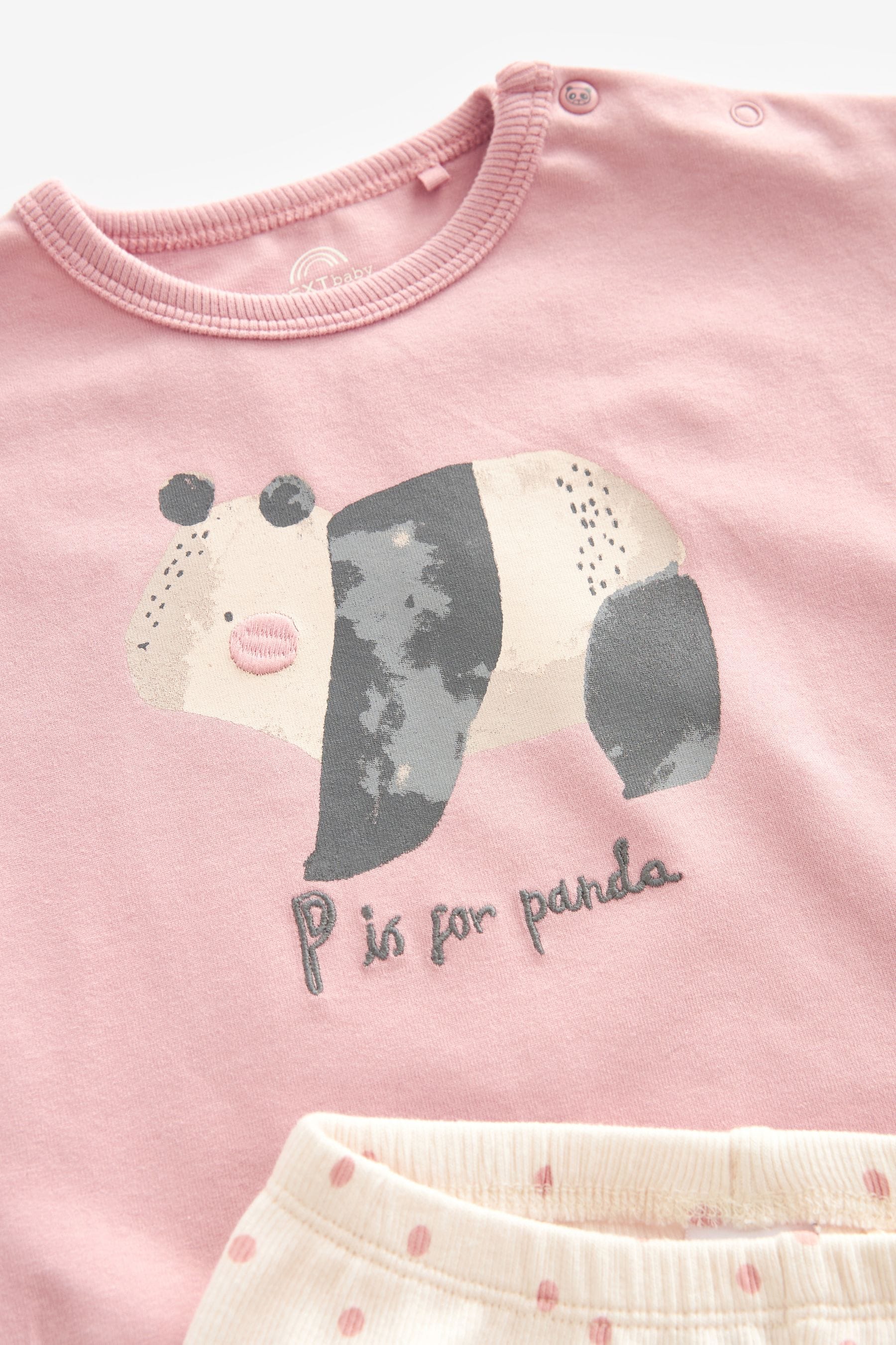 Pink Panda Baby Top And Leggings Set