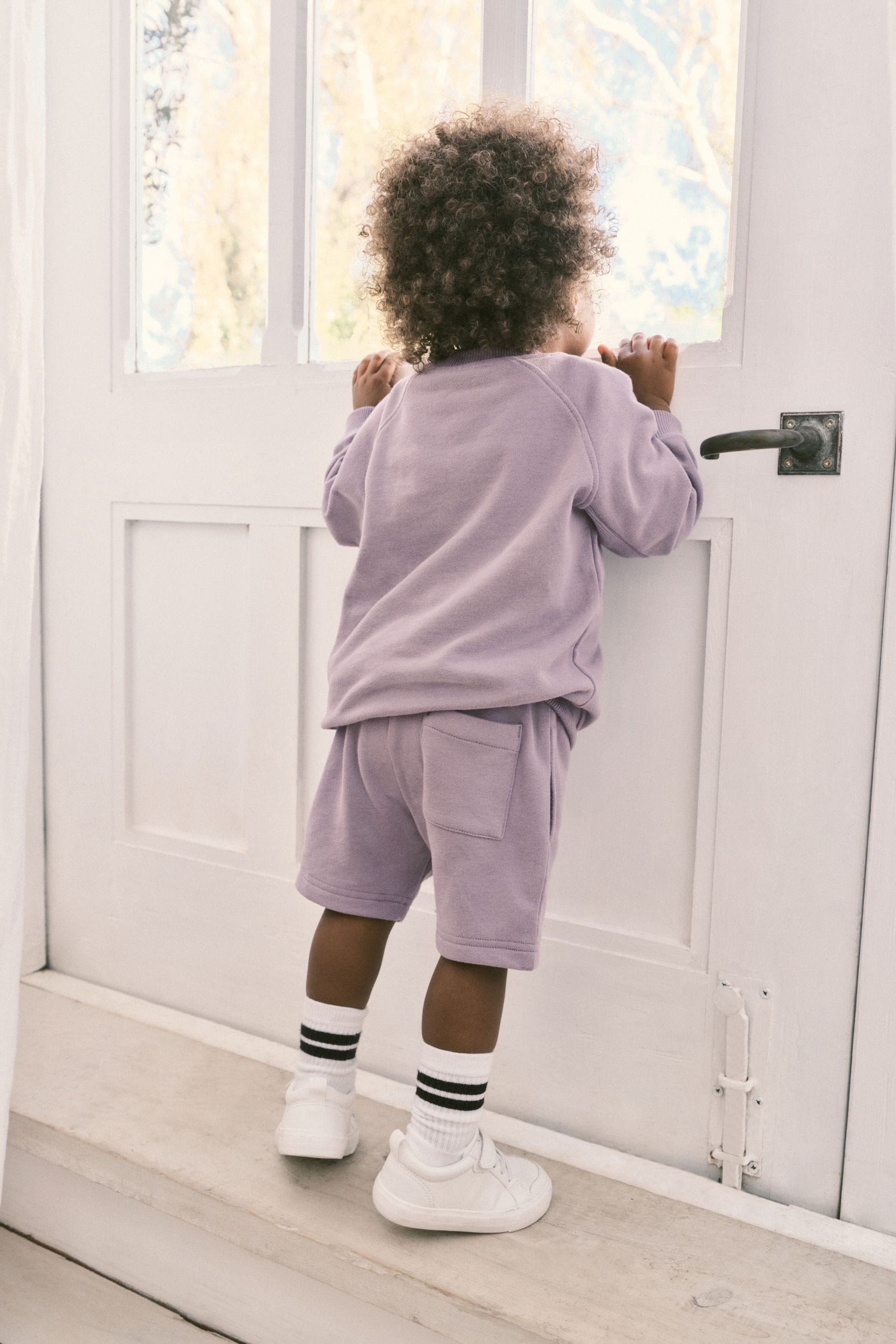 Lilac Purple Oversized 100% Cotton Sweatshirt and Shorts Set (3mths-7yrs)