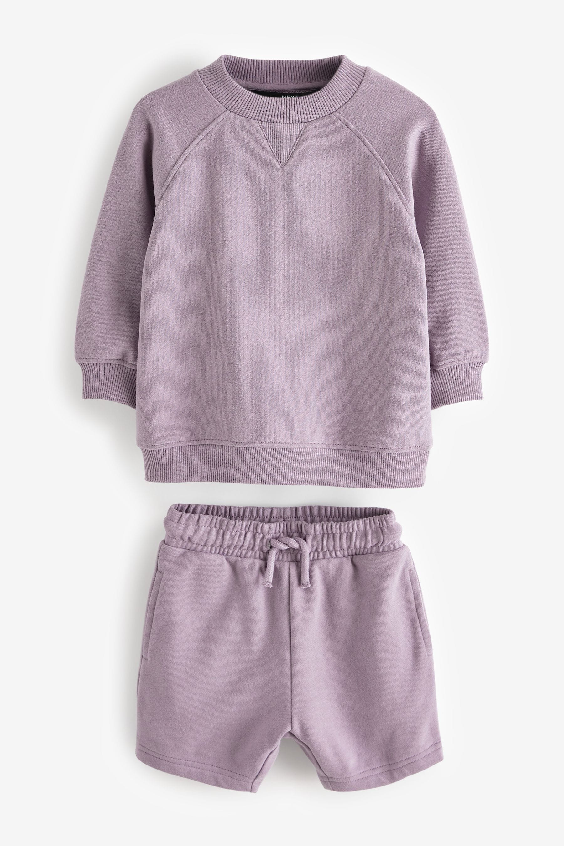 Lilac Purple Oversized 100% Cotton Sweatshirt and Shorts Set (3mths-7yrs)