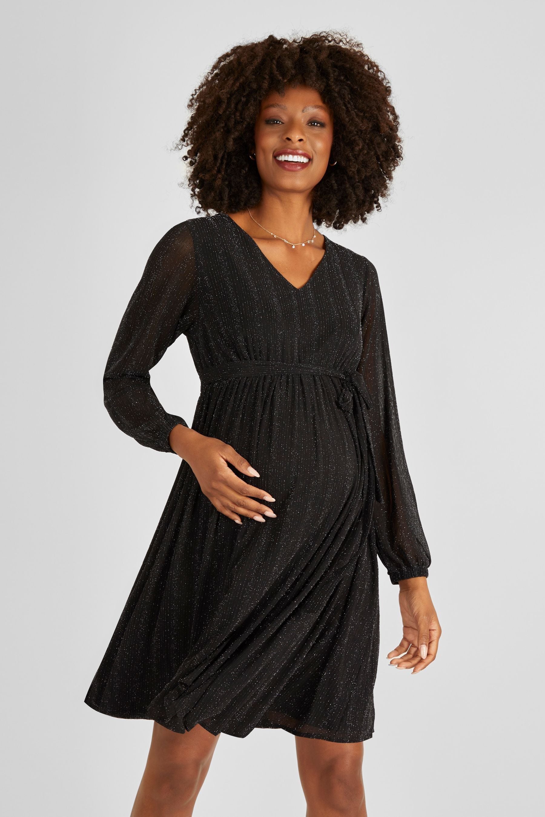 Black JoJo Maman Bébé Sparkle Mini Maternity Dress