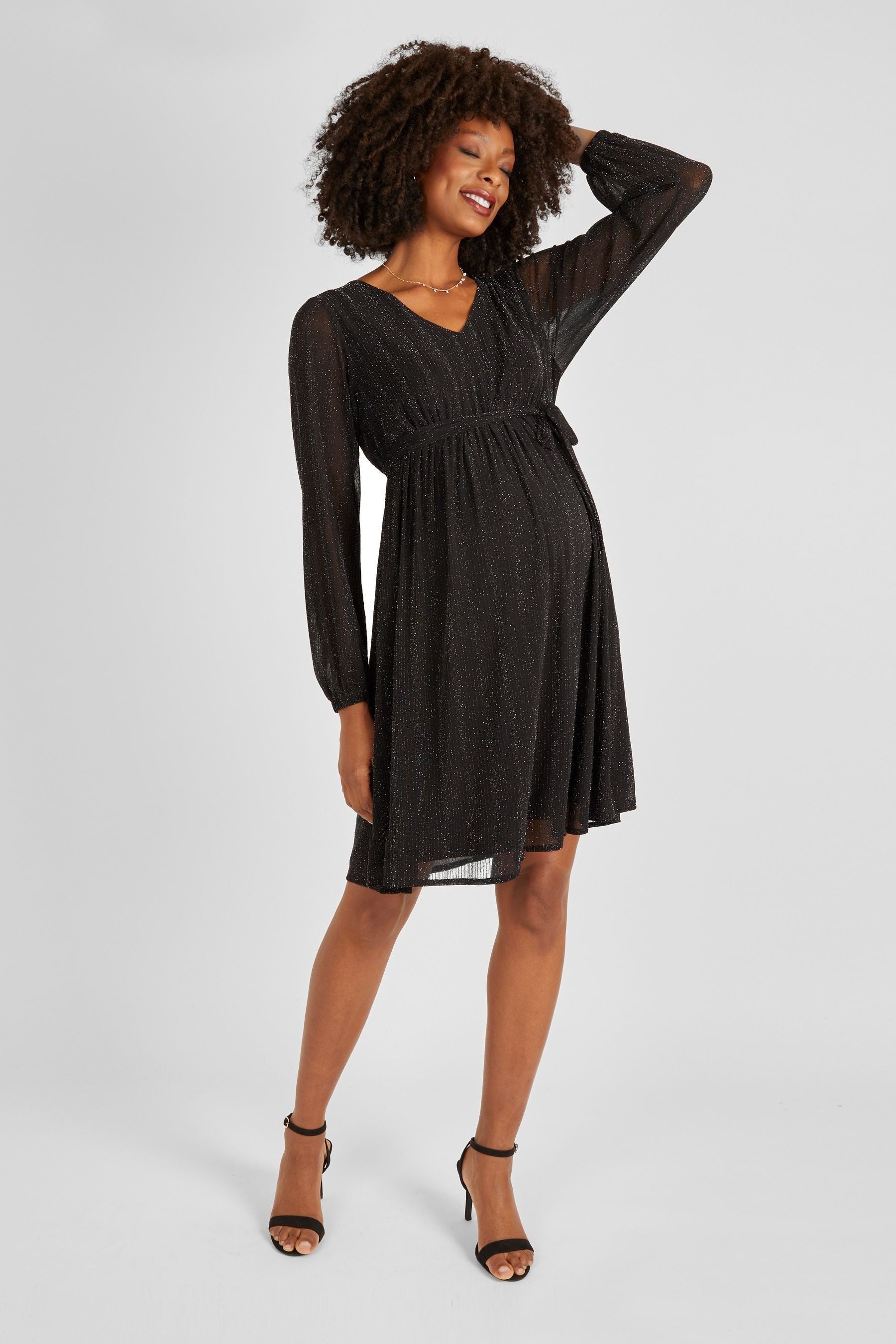 Black JoJo Maman Bébé Sparkle Mini Maternity Dress