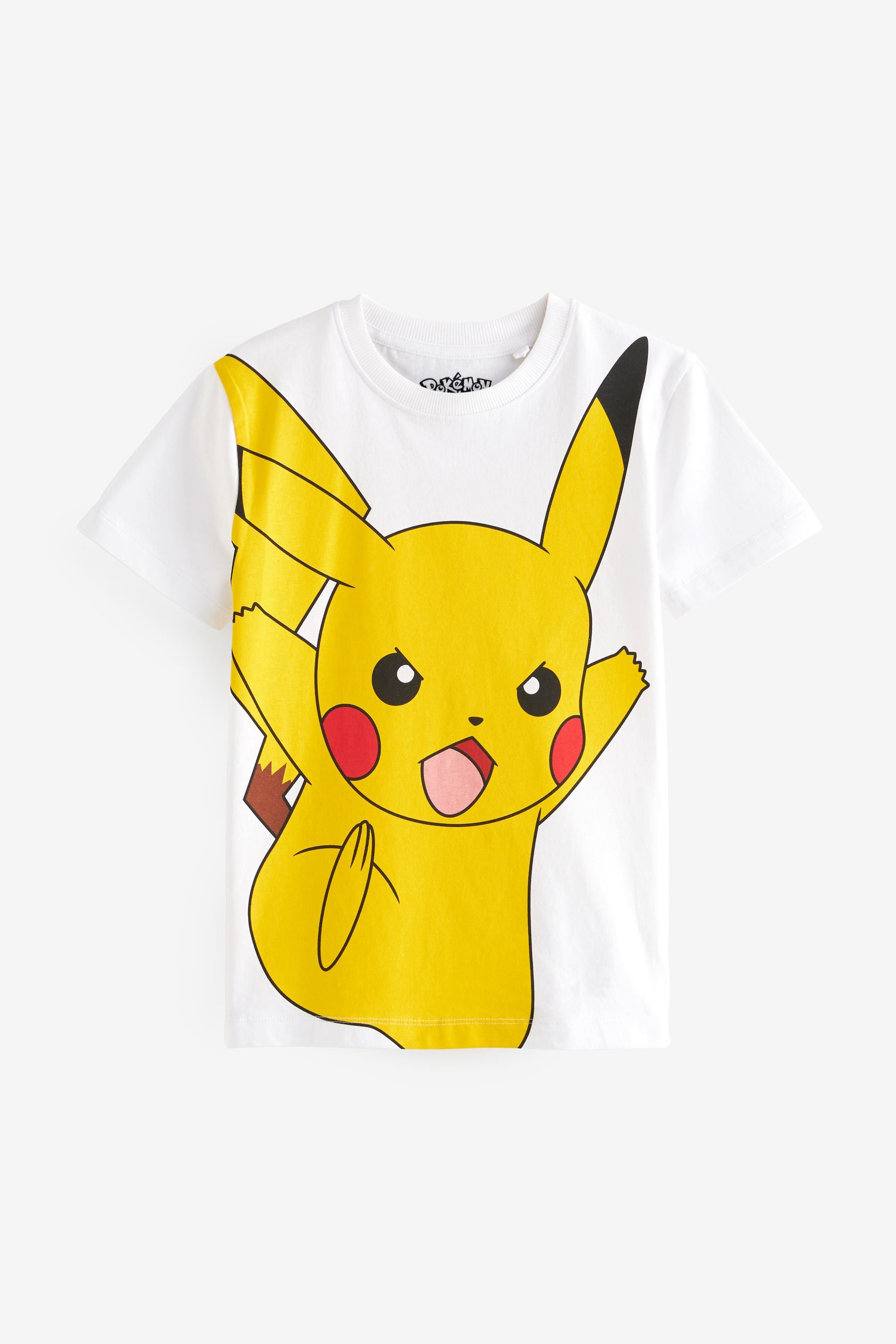 White Pikachu 100% Cotton Pok?©mon License Short Sleeve T-Shirt (4-16yrs)