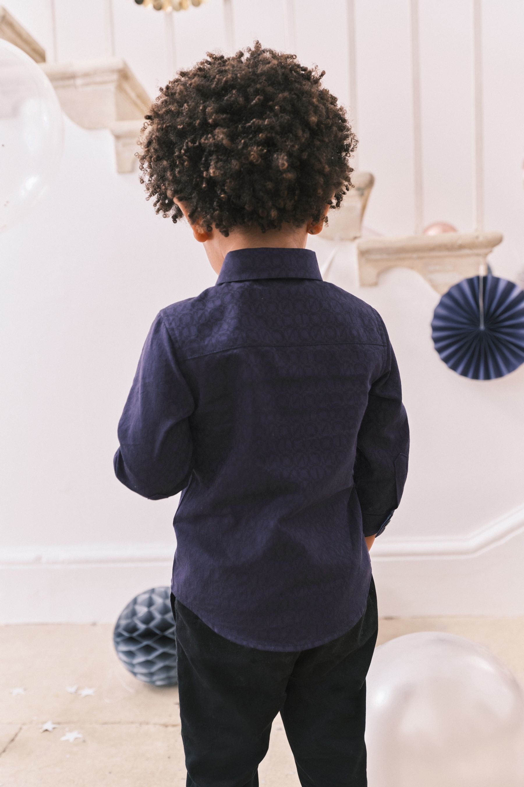 Navy Blue Long Sleeve Shirt And Bow Tie Set (3mths-12yrs)