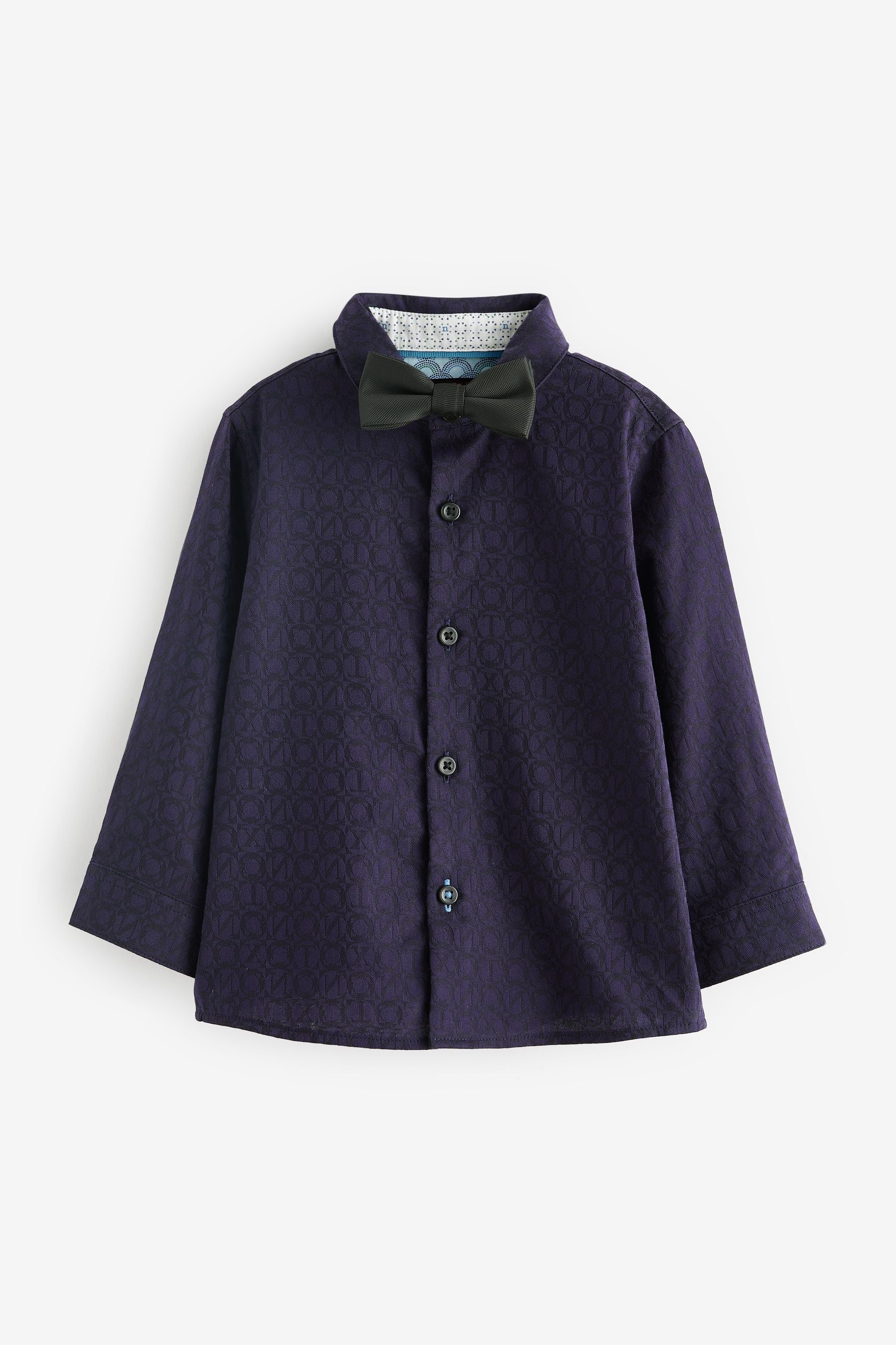 Navy Blue Long Sleeve Shirt And Bow Tie Set (3mths-12yrs)