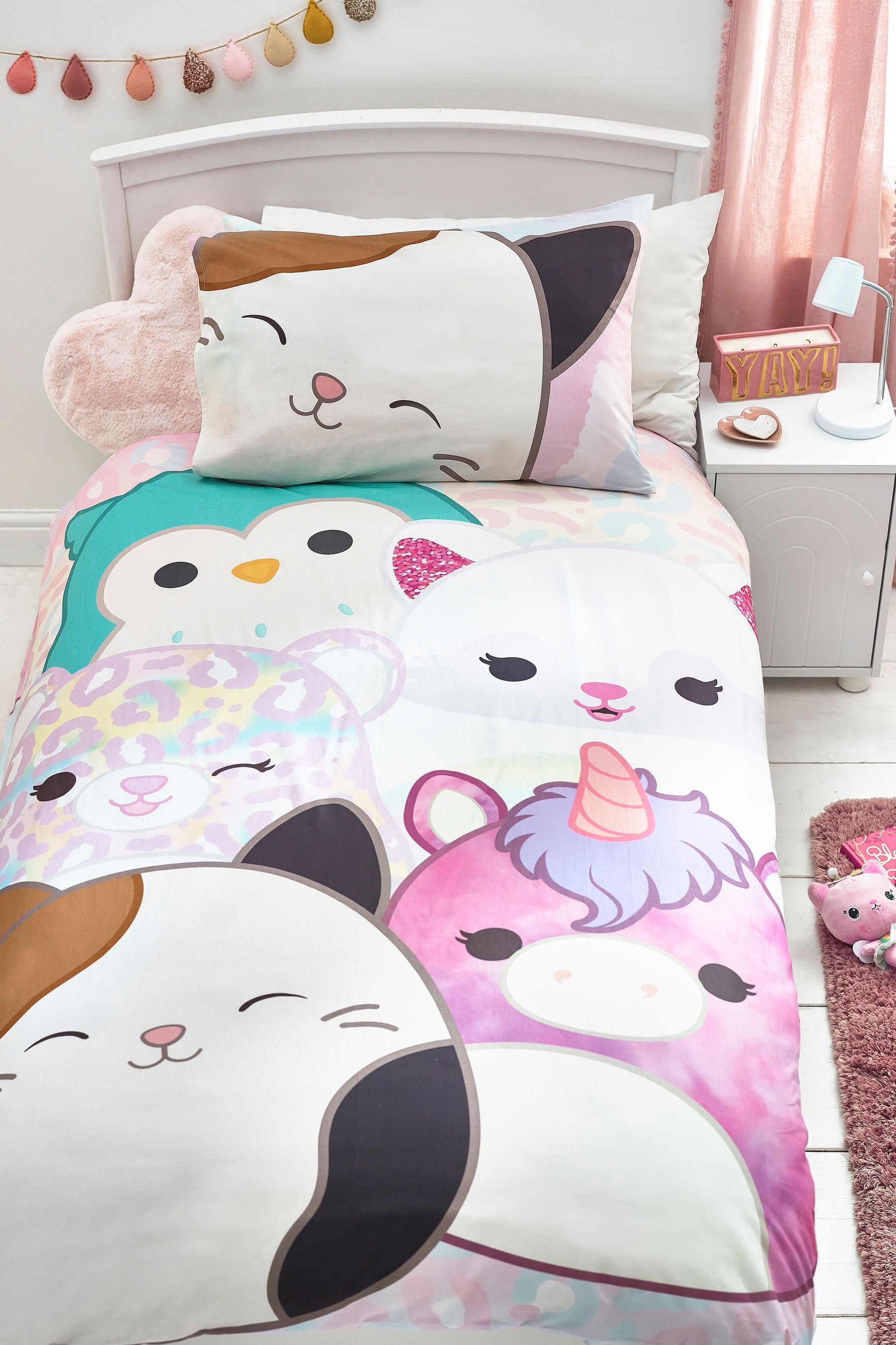 Squishmallows Pastel 100% Cotton Duvet Cover and Pillowcase Set